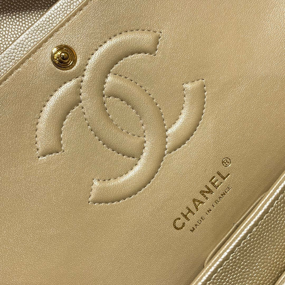 CH CLASSIC 11.12 HANDBAG 25.5 Small Grained Calfskin Champagne Gold