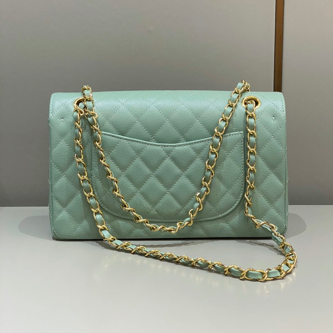 CH CLASSIC 11.12 HANDBAG 25.5 Small Grained Calfskin Matcha Green