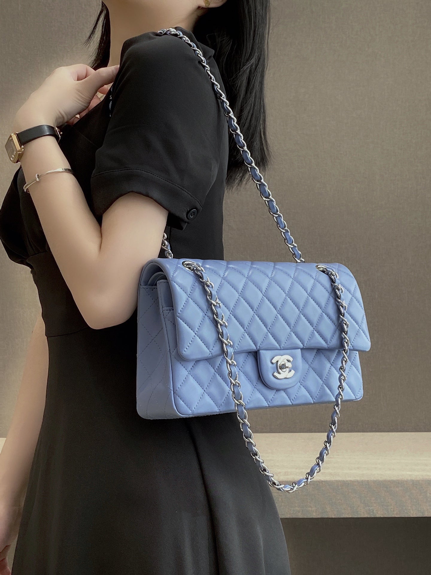 CH CLASSIC 11.12 HANDBAG 25.5 Lambskin Baby Blue