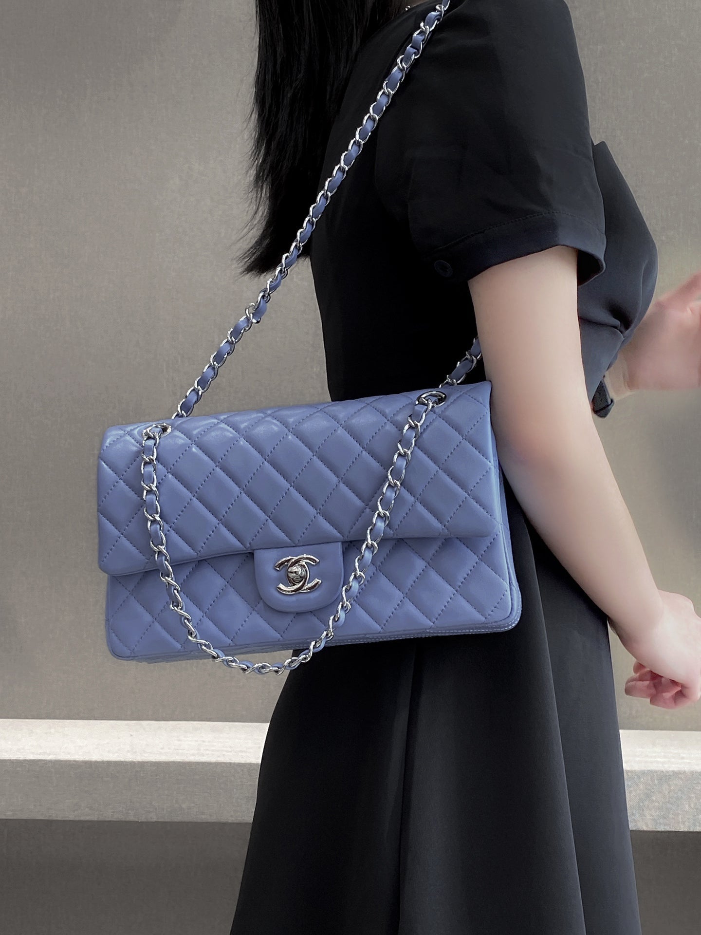 CH CLASSIC 11.12 HANDBAG 25.5 Lambskin Baby Blue