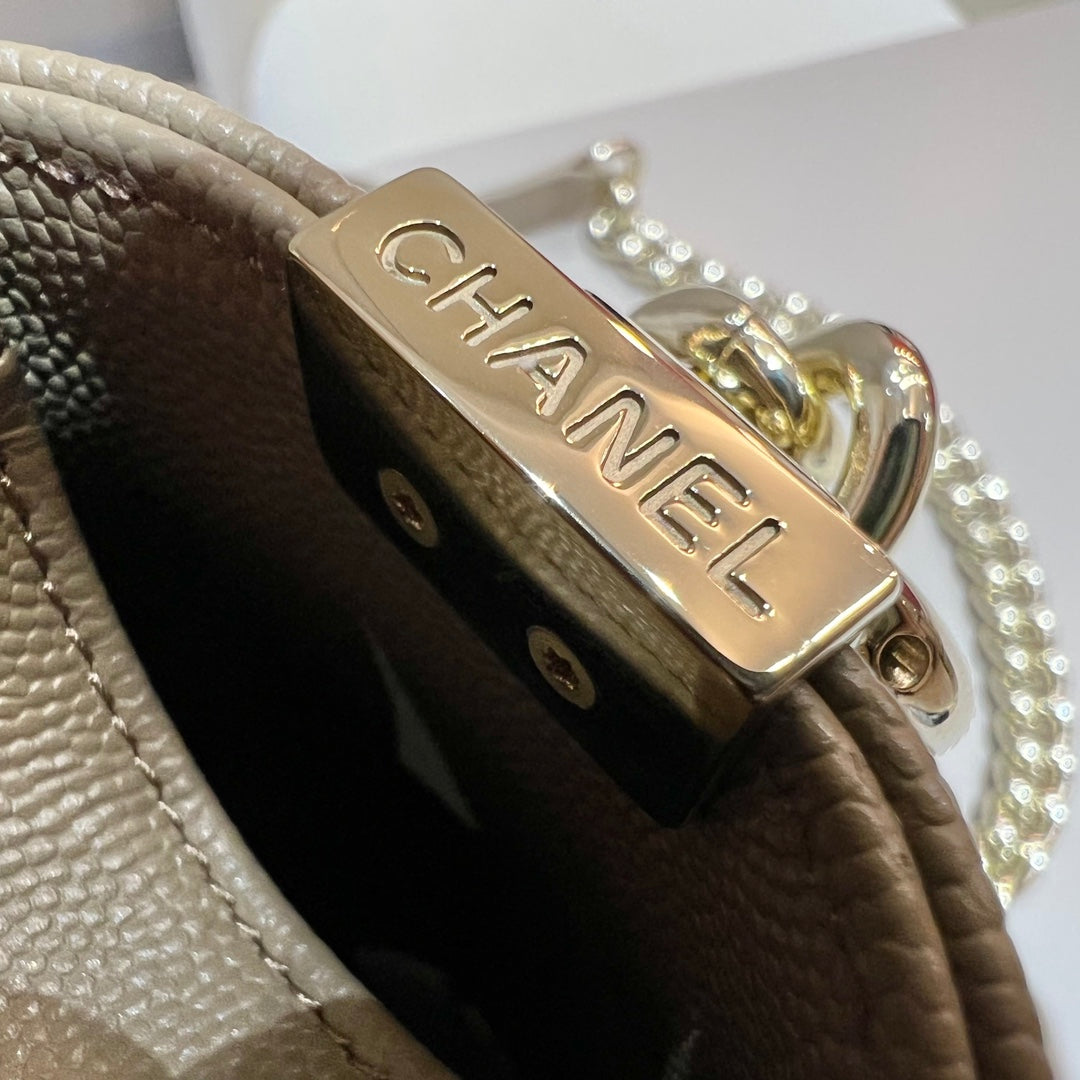 CH SMALL BOY HANDBAG 20 Small Grained Calfskin Chai (Teas)
