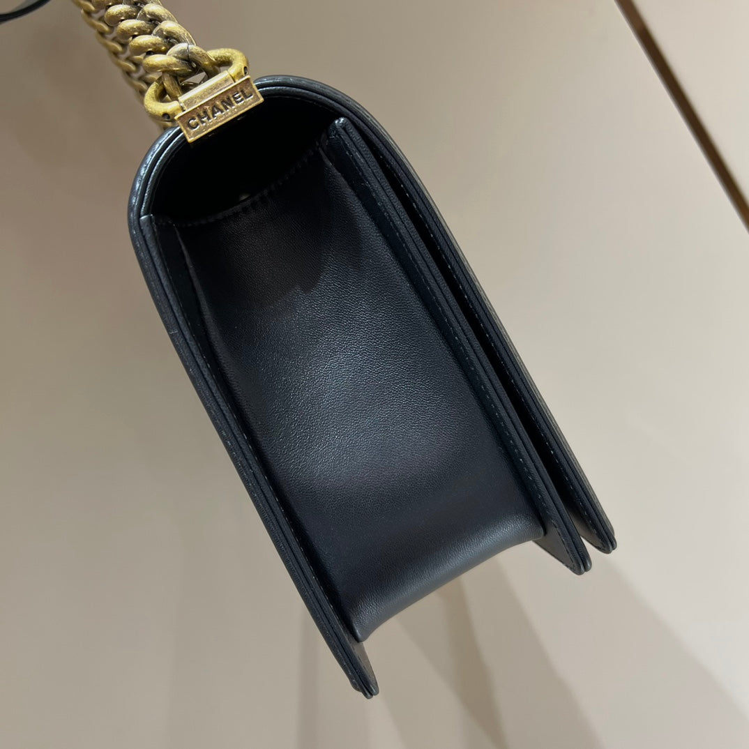 CH LARGE BOY HANDBAG 28 Lambskin Black