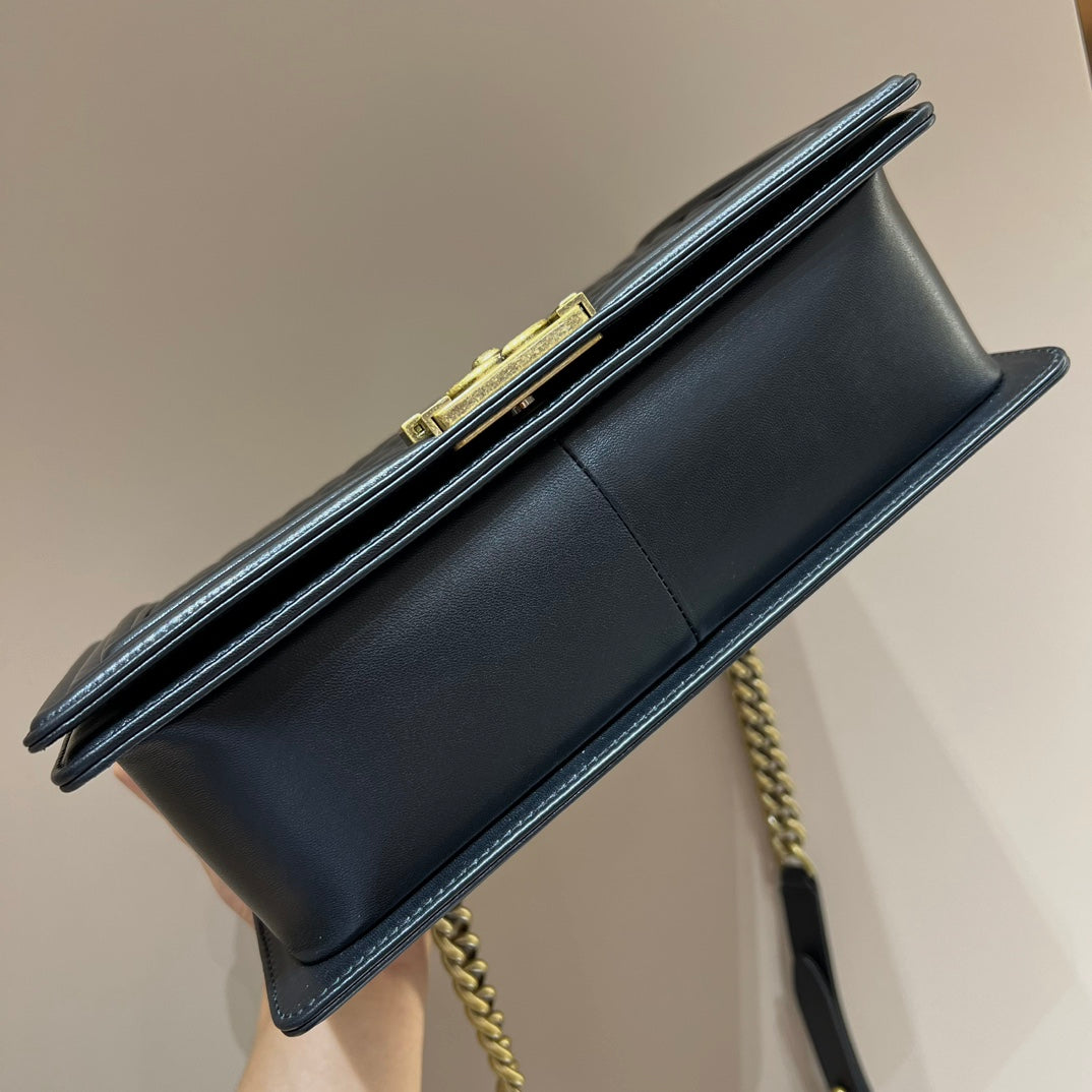 CH LARGE BOY HANDBAG 28 Lambskin Black
