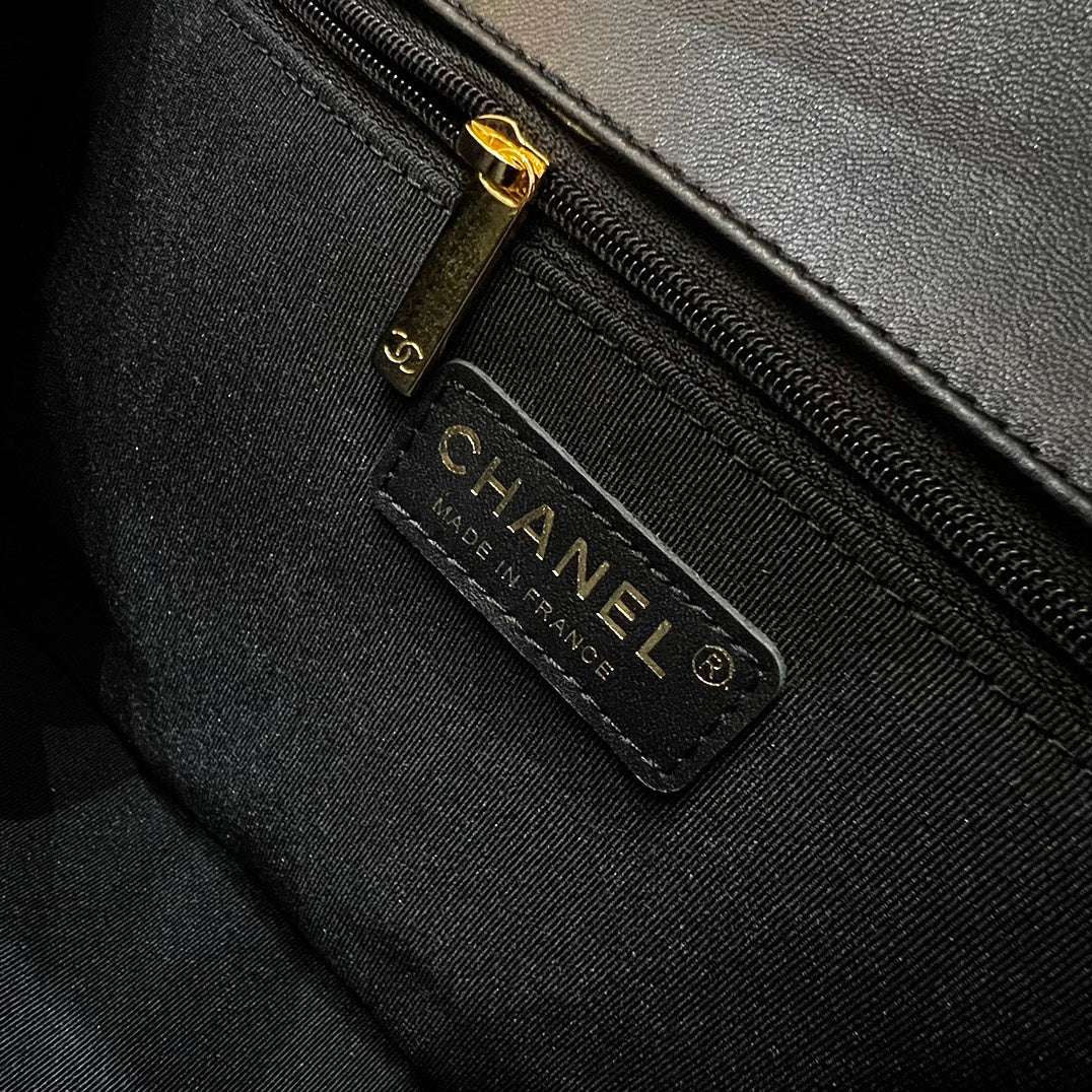 CH LARGE BOY HANDBAG 28 Lambskin Black