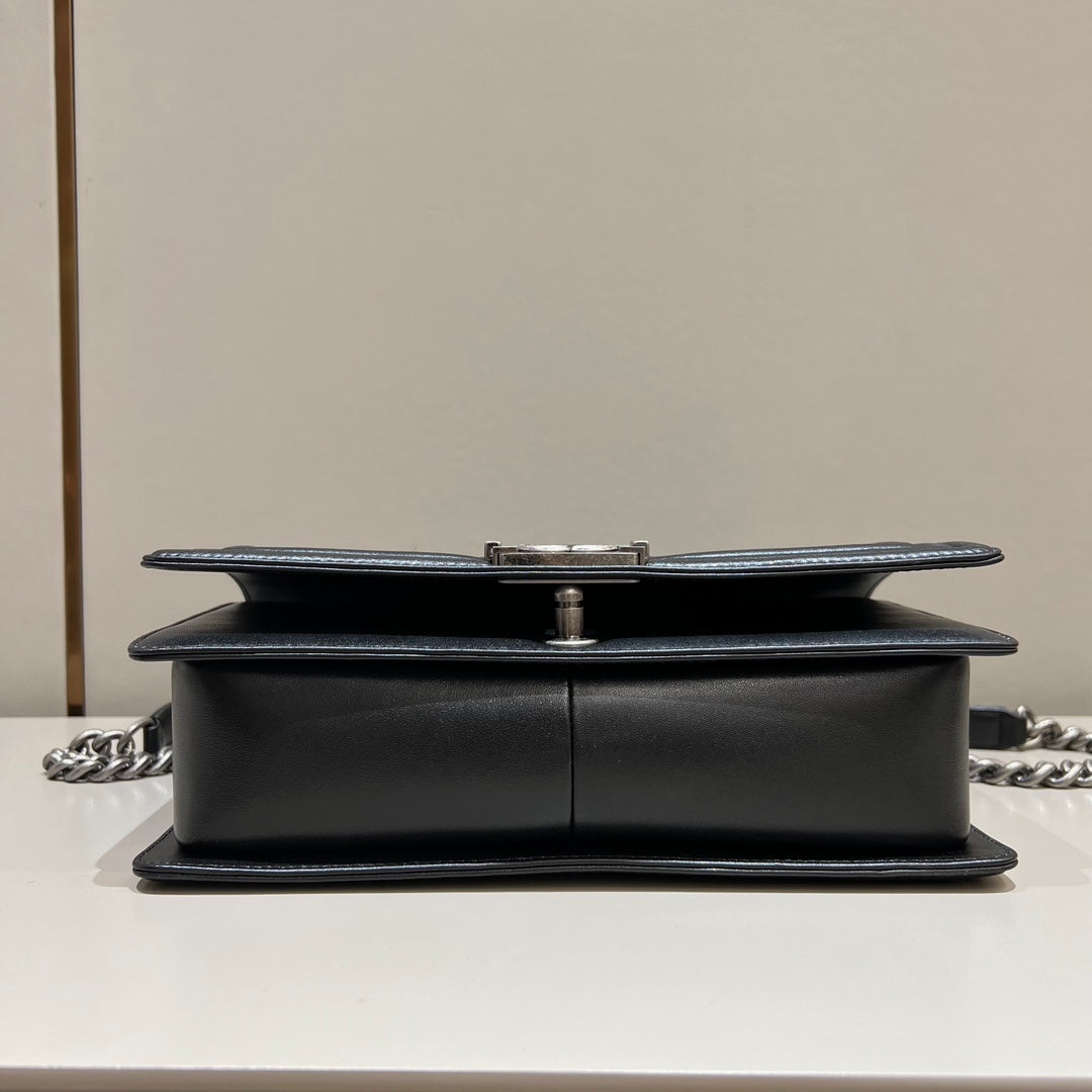 CH LARGE BOY HANDBAG 28 Lambskin Black