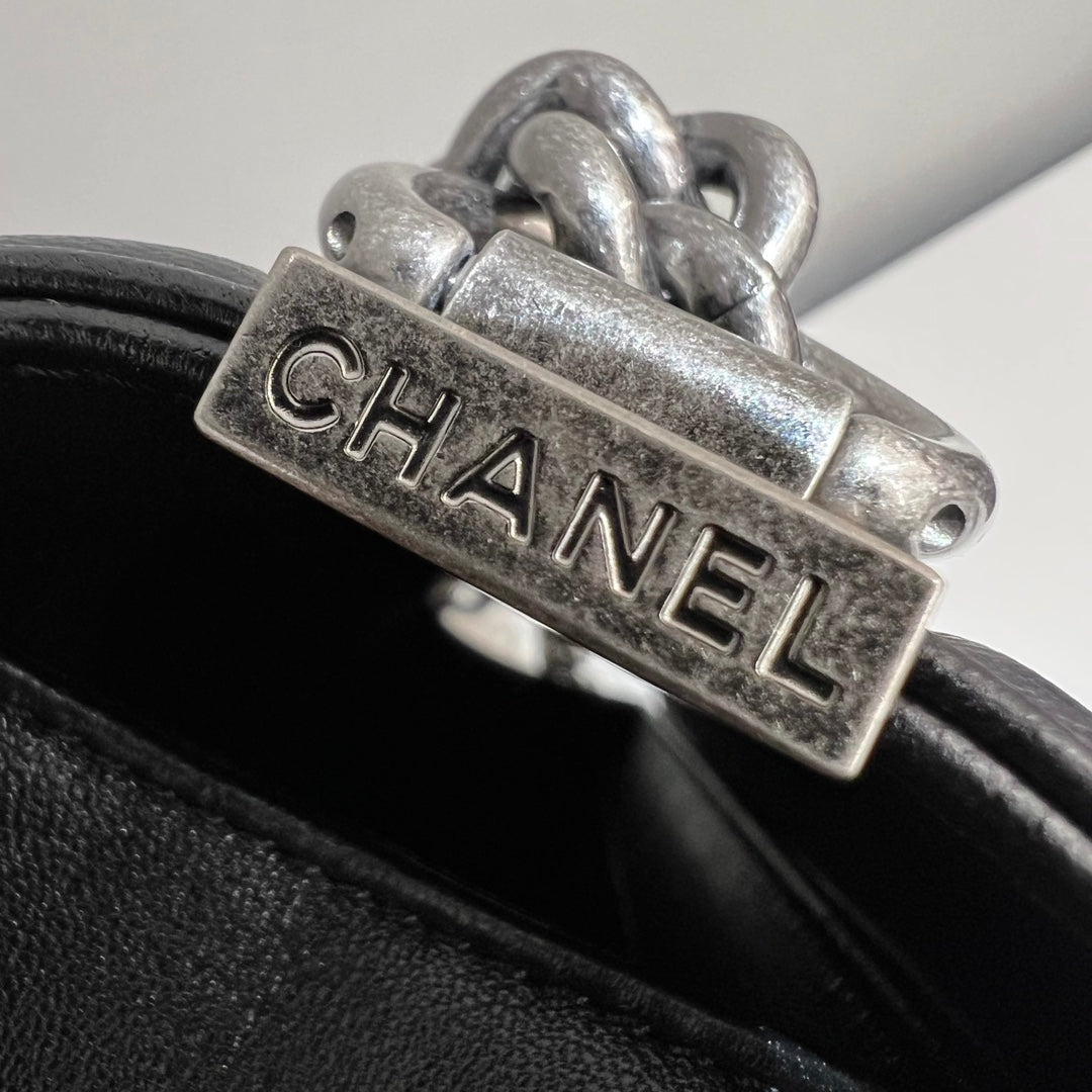 CH LARGE BOY HANDBAG 28 Lambskin Black