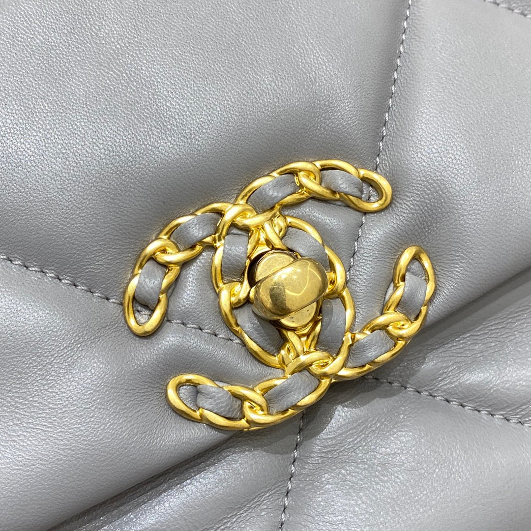CH 19 HANDBAG 26 Lambskin Light Grey