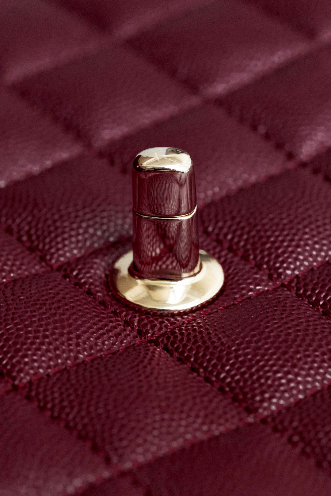 CH FLAP BAG WITH TOP HANDLE 24 Small Grained Calfskin Red Wine Color