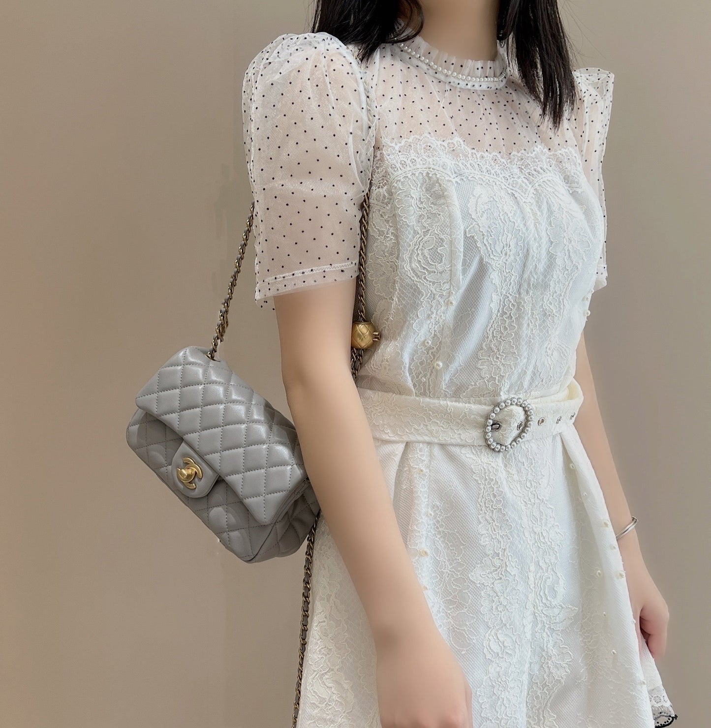 CH CF20 Golden Globe CLASSIC HANDBAG Lambskin Grey
