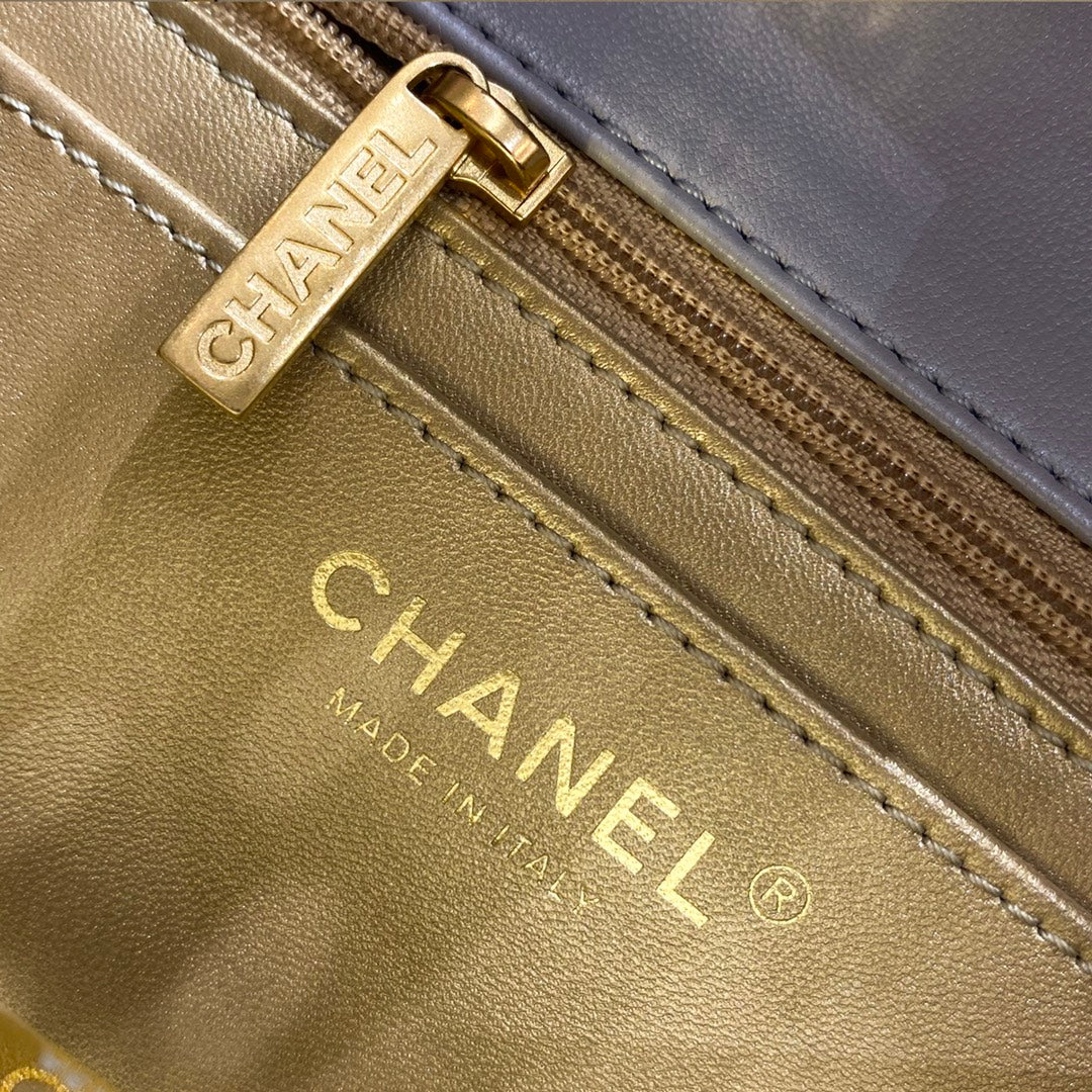 CH CF20 Golden Globe CLASSIC HANDBAG Lambskin Grey