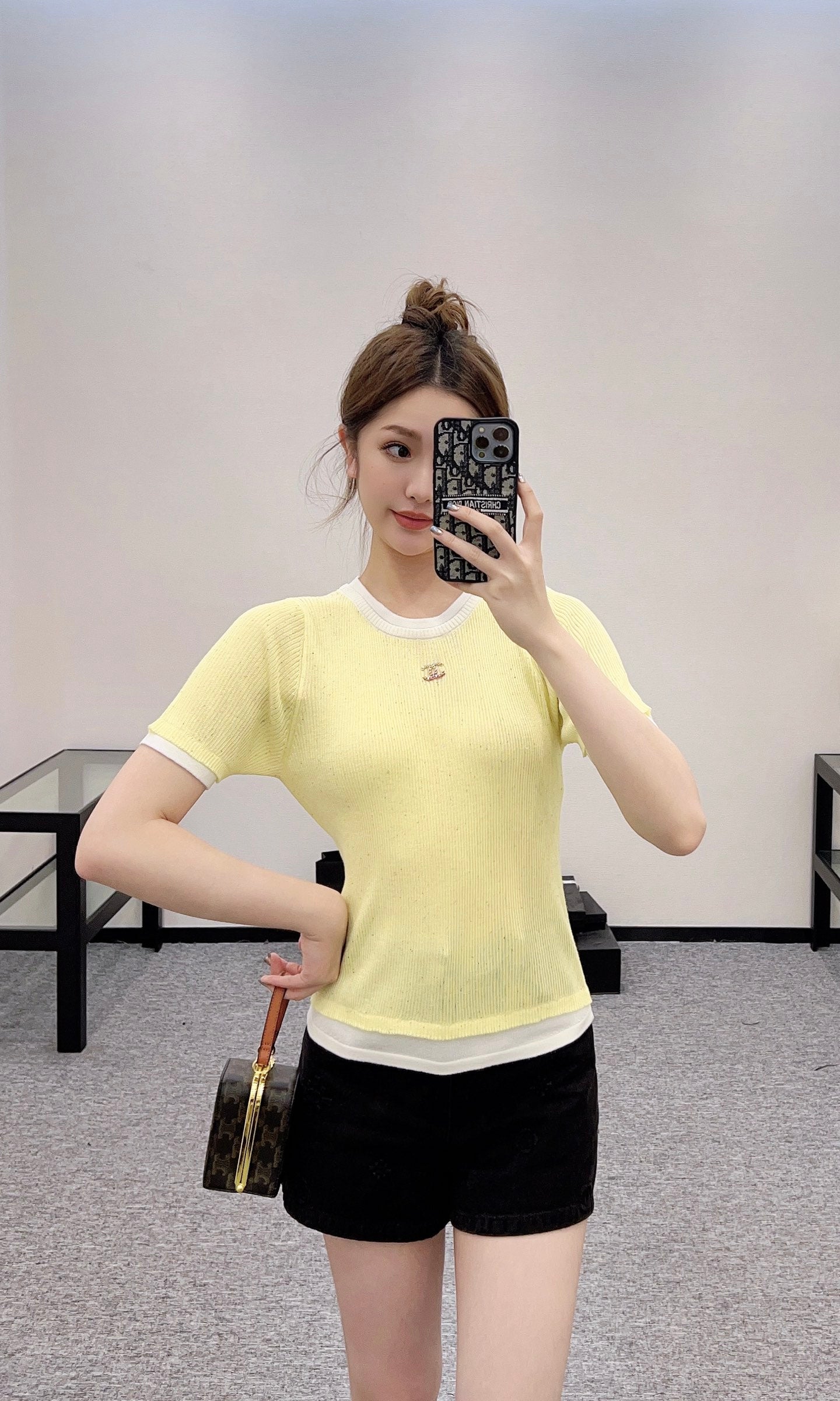 C*♥2025 new products are on sale Contrast color knitted short sleeves