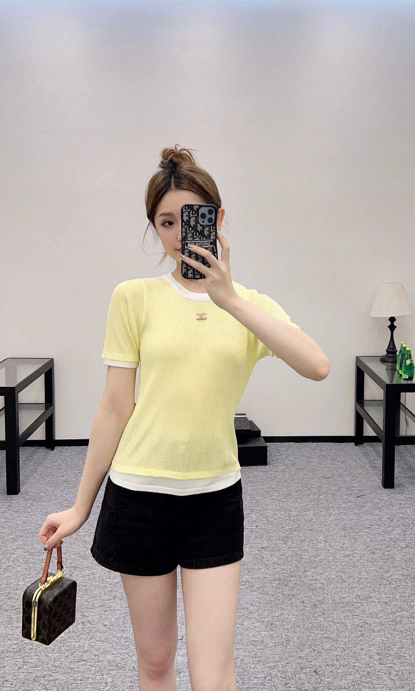 C*♥2025 new products are on sale Contrast color knitted short sleeves