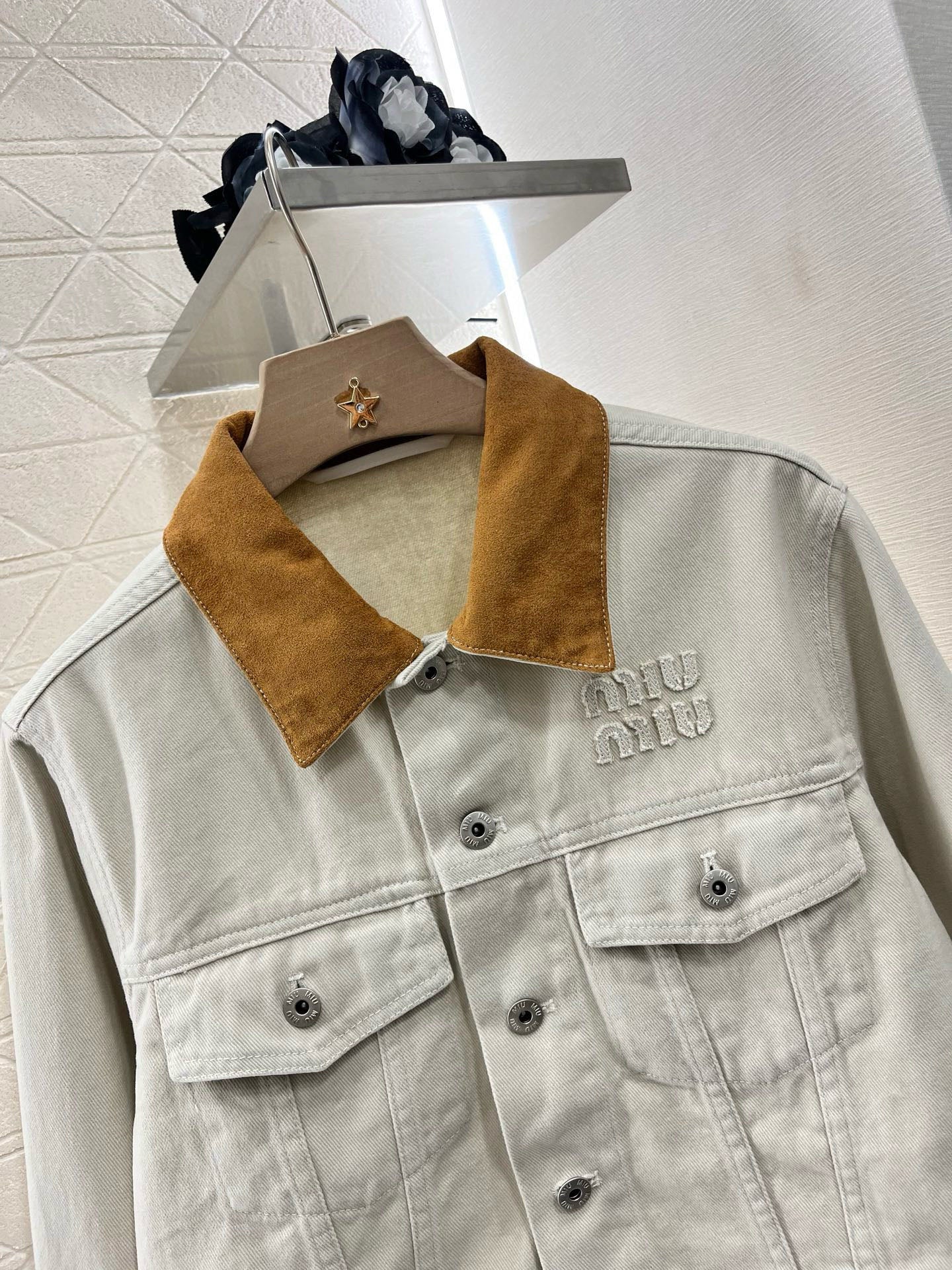 Mi*mi*♥2025 new products are on sale Spliced denim jacket and shorts set