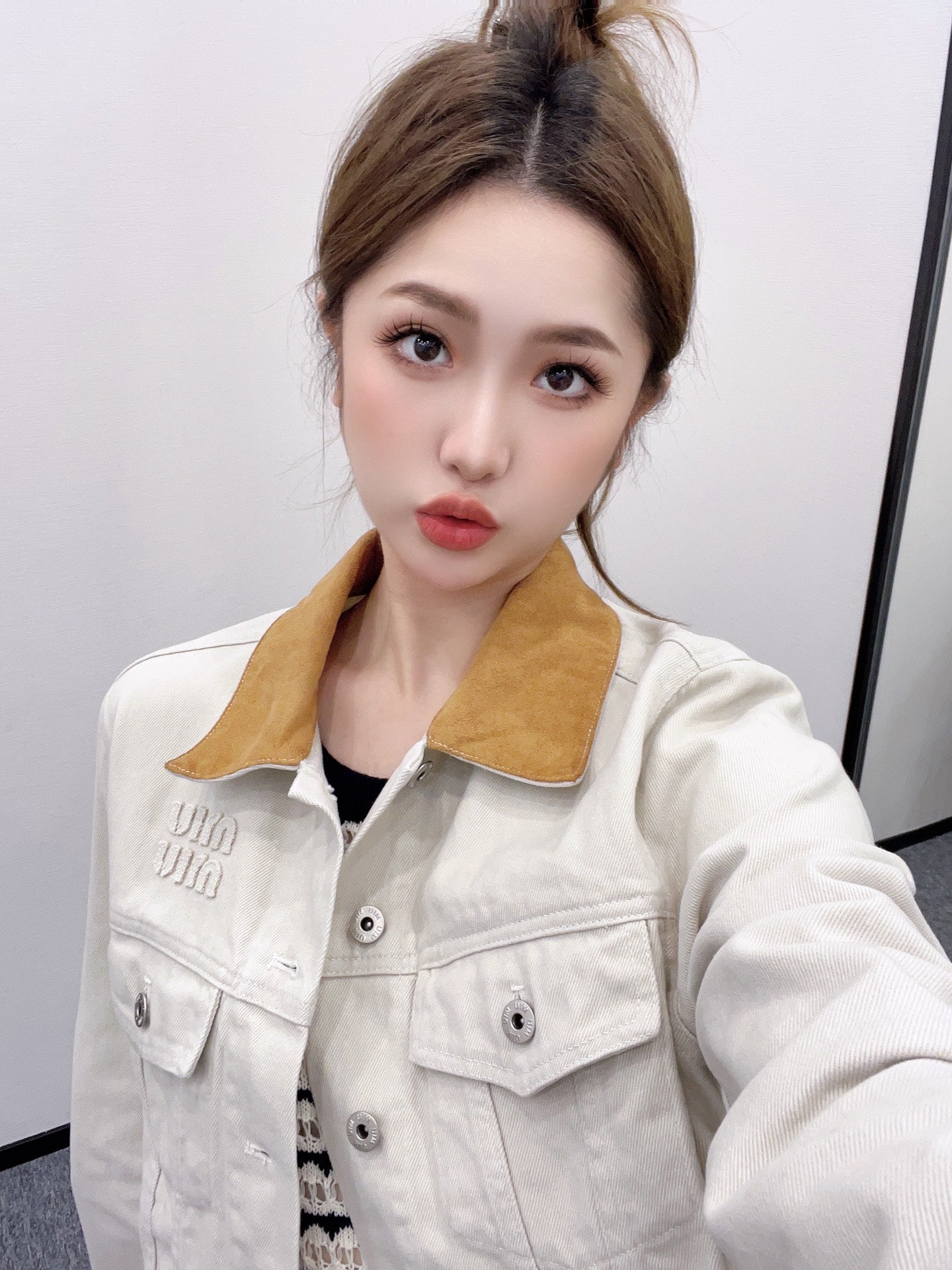 Mi*mi*♥2025 new products are on sale Spliced denim jacket and shorts set