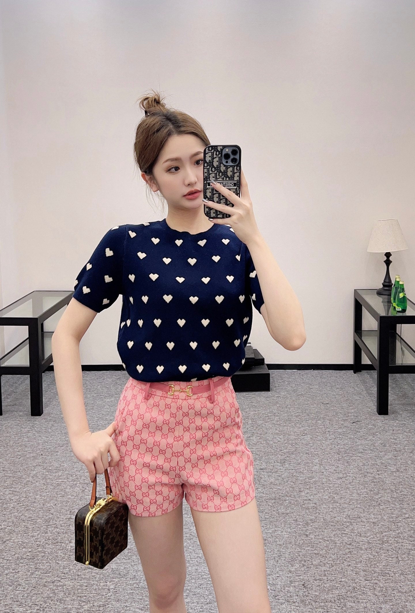 G*♥2025 new products are on sale Horsebit leather belt shorts