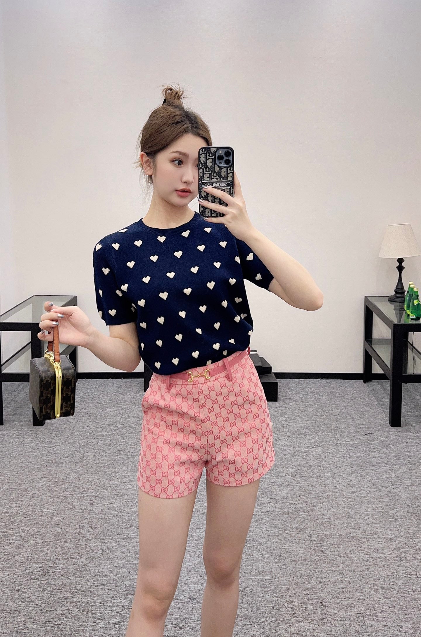 G*♥2025 new products are on sale Horsebit leather belt shorts