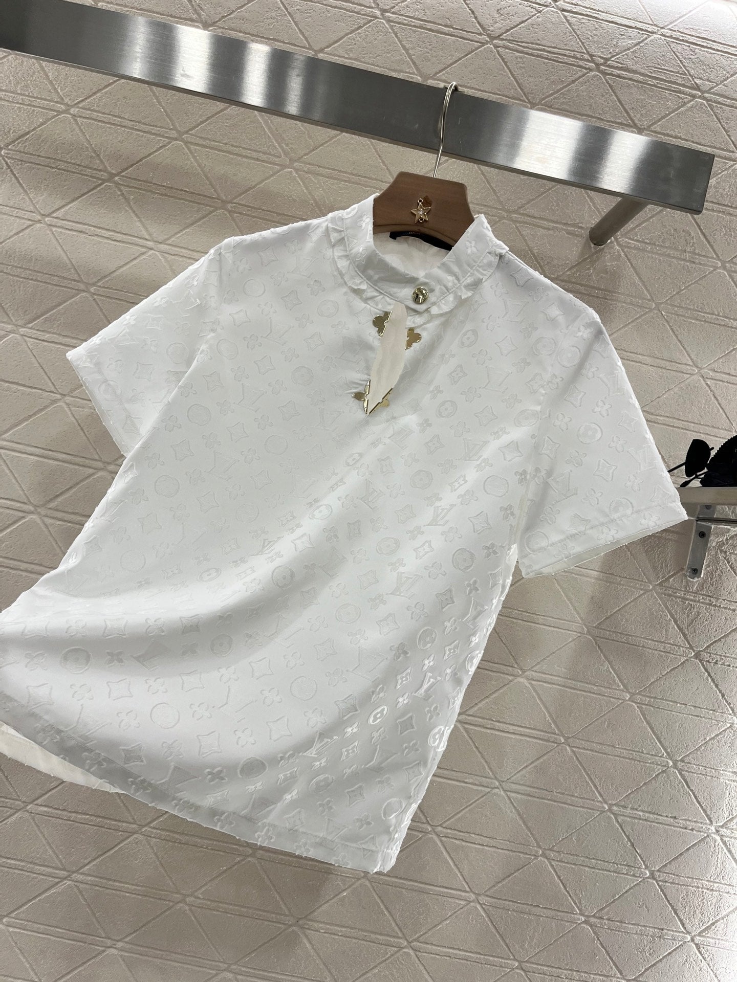 L*♥2025 new products Jacquard short-sleeved top