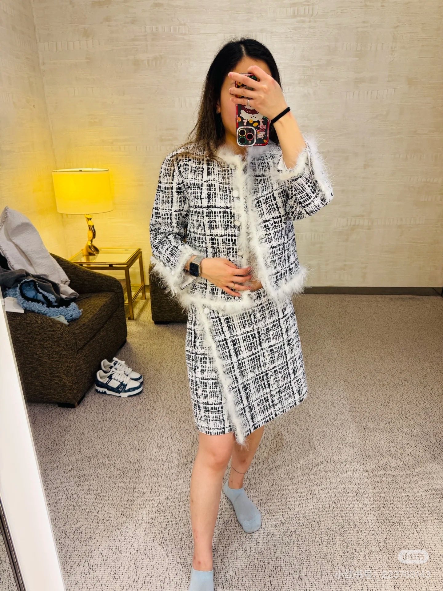 C*♥2025 new products Feather braided dress skirt and pants set