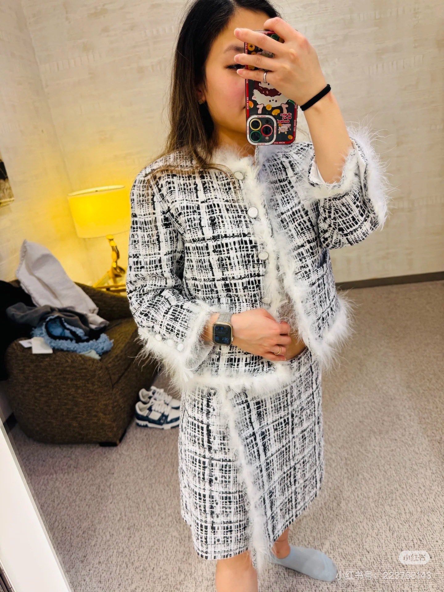 C*♥2025 new products Feather braided dress skirt and pants set