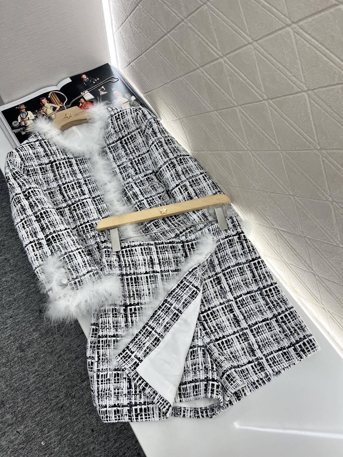 C*♥2025 new products Feather braided dress skirt and pants set