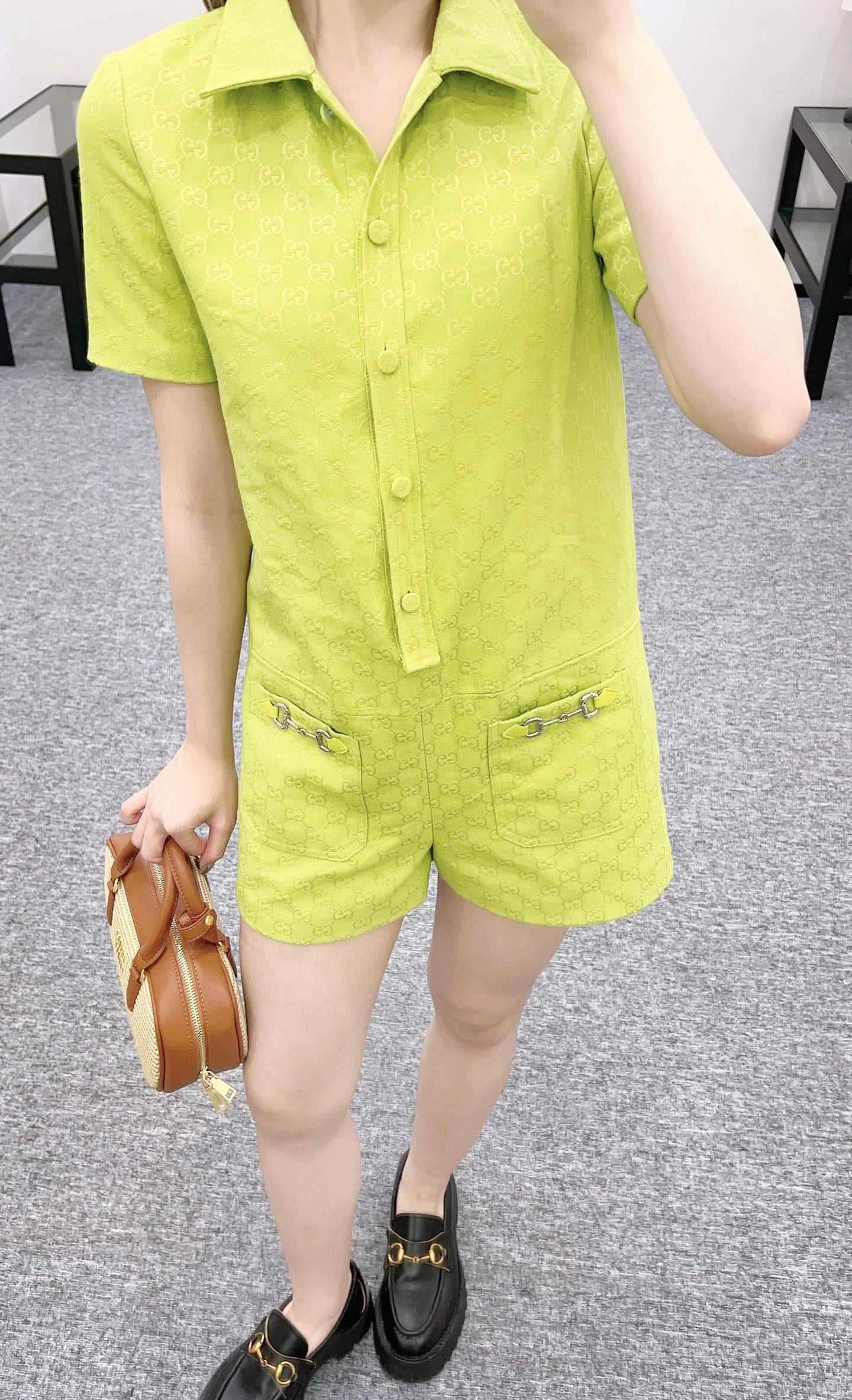 G*♥2025 new products are on sale Lapel jacquard jumpsuit