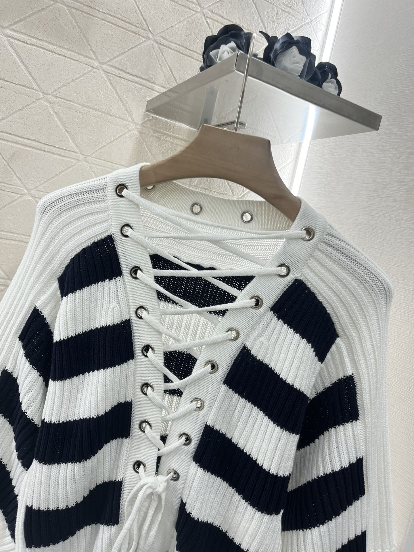 D*♥2025 new products Drawstring striped knitted top