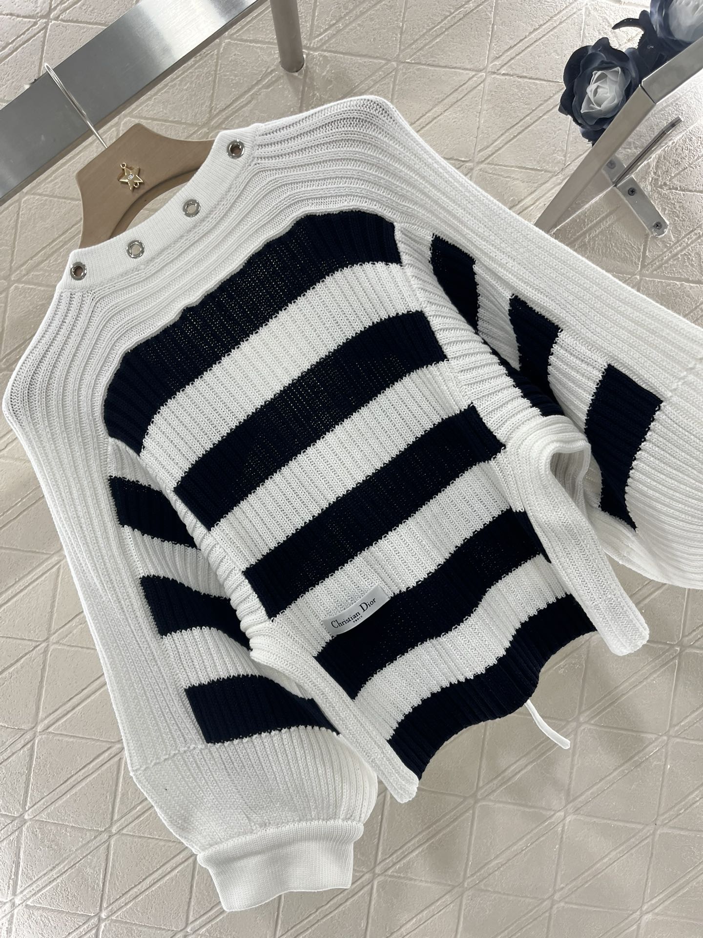D*♥2025 new products Drawstring striped knitted top