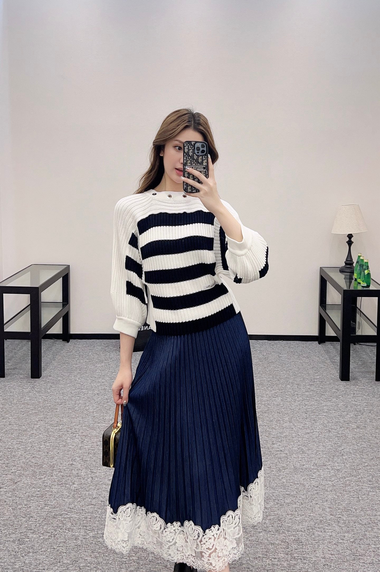 D*♥2025 new products Drawstring striped knitted top