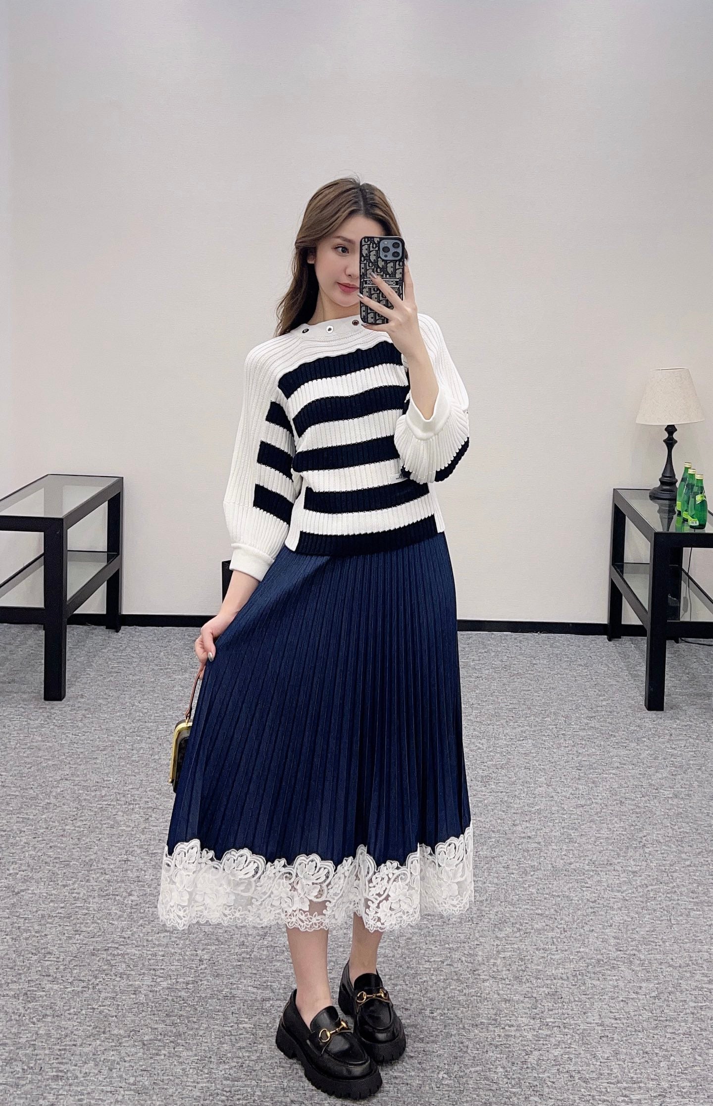 D*♥2025 new products Drawstring striped knitted top