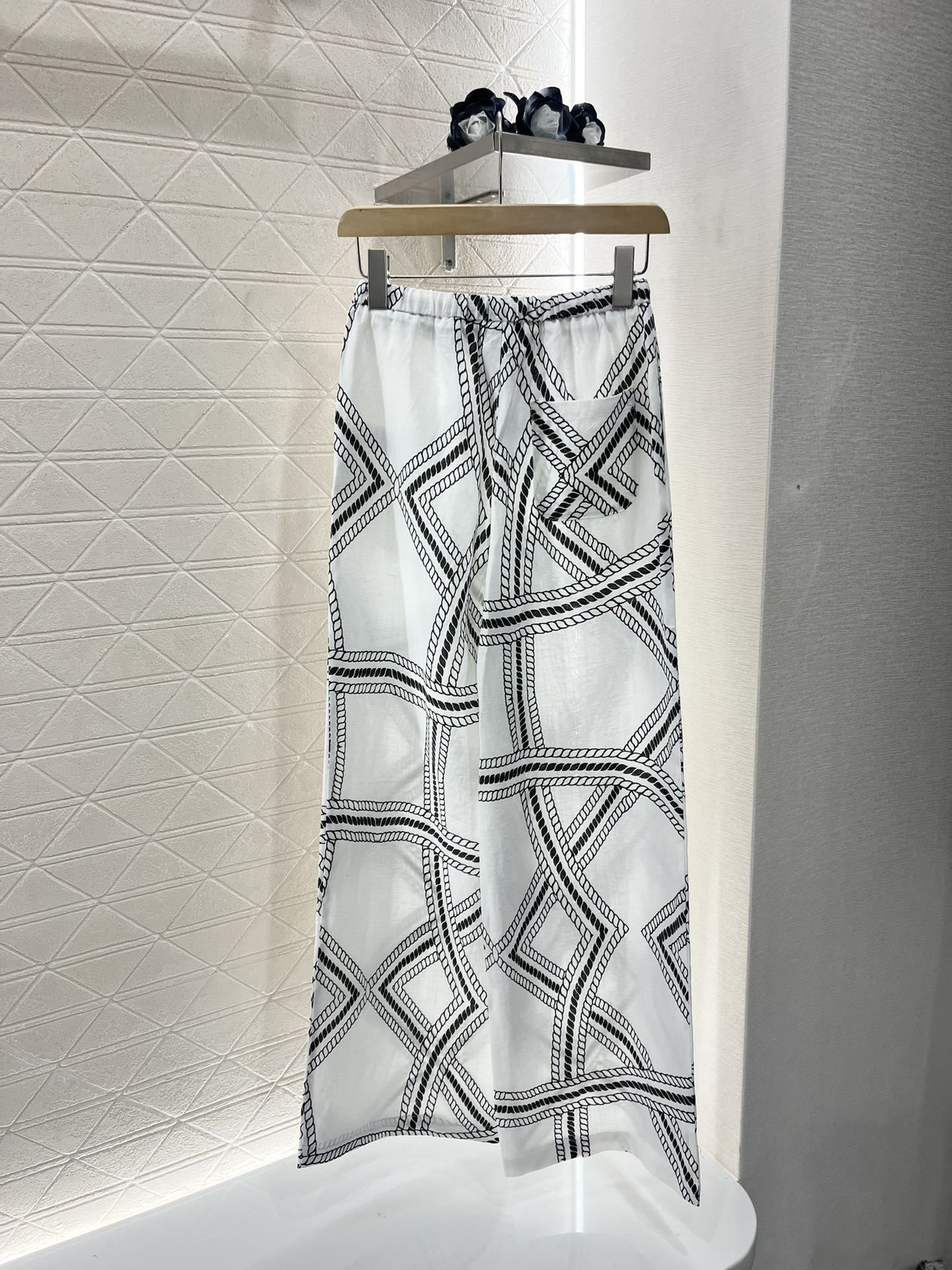 H*♥2025 new products are on sale Linen printed straight pants