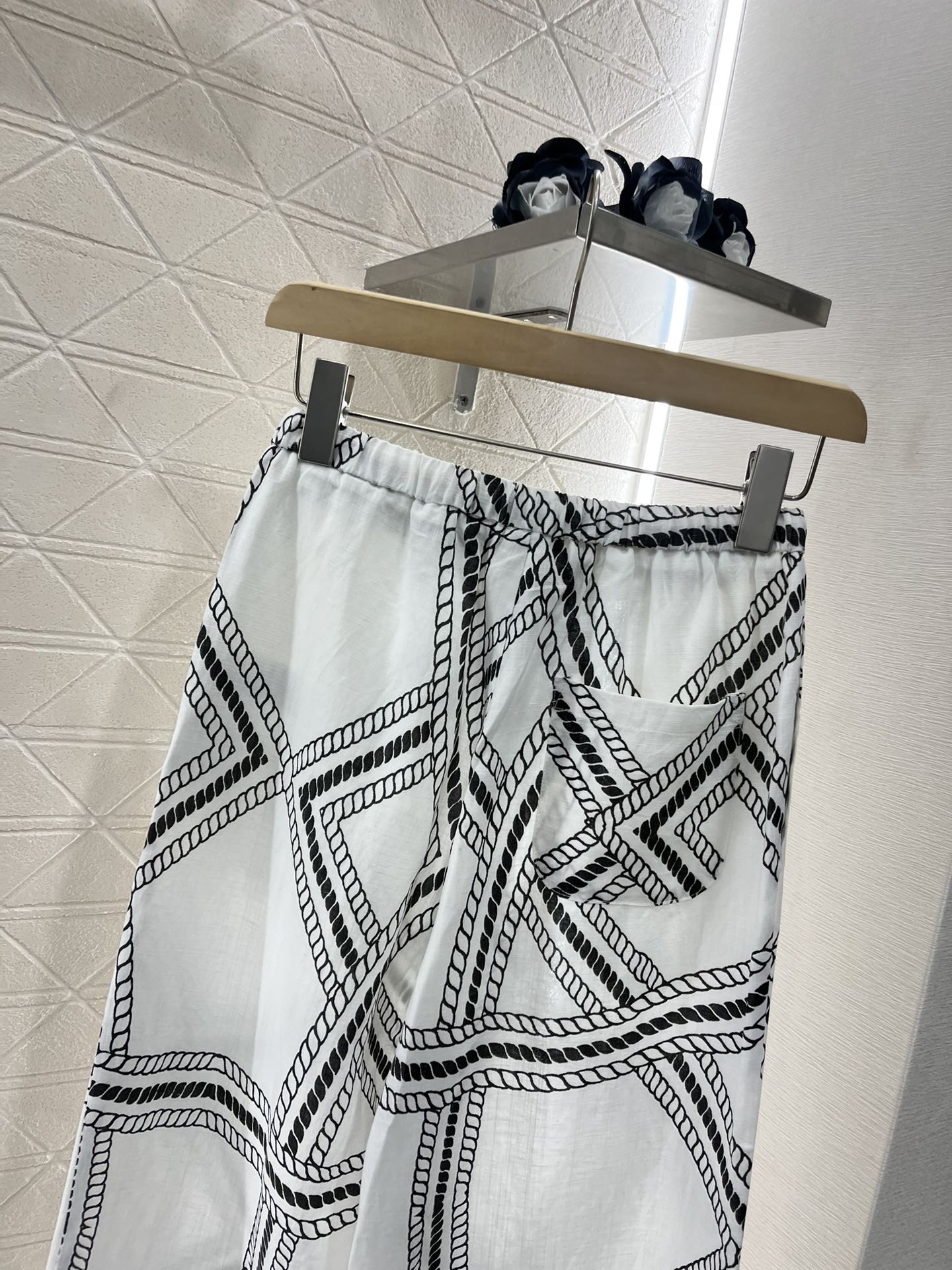 H*♥2025 new products are on sale Linen printed straight pants