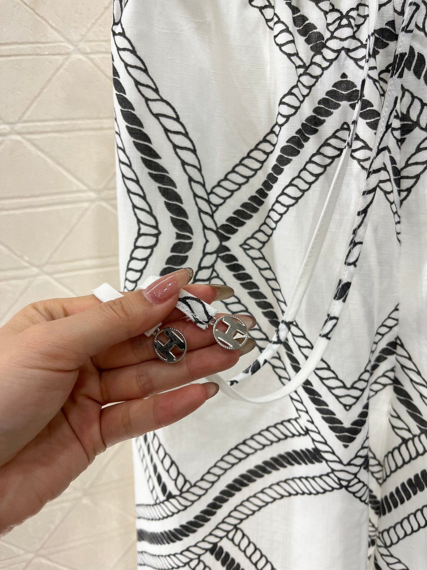 H*♥2025 new products are on sale Linen printed straight pants