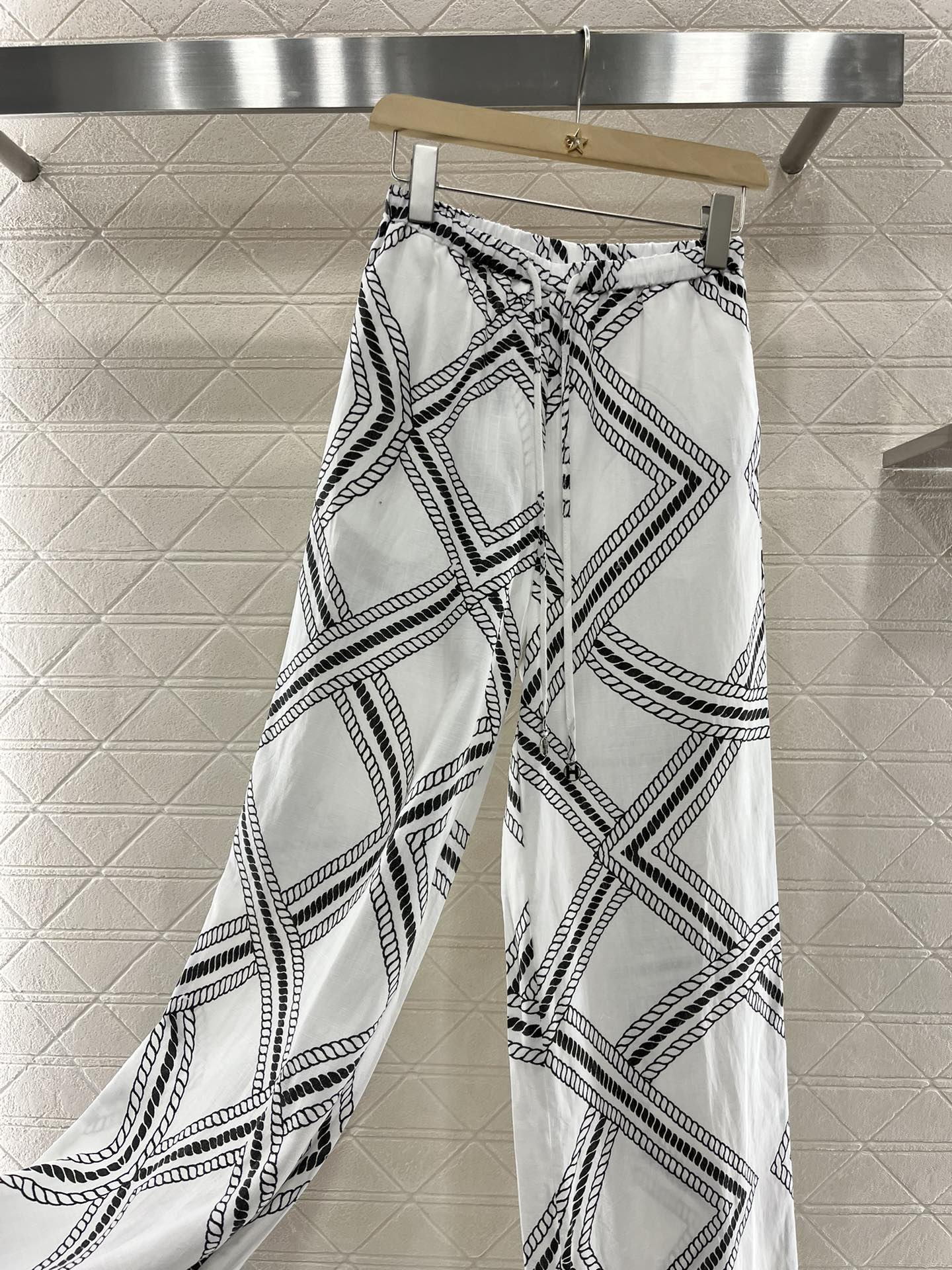 H*♥2025 new products are on sale Linen printed straight pants