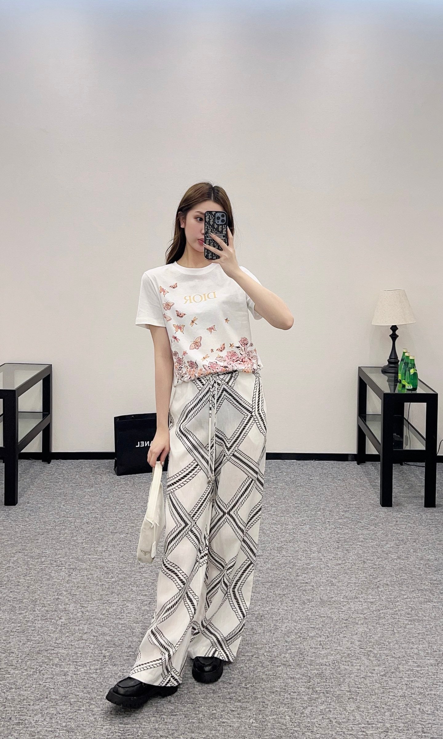 H*♥2025 new products are on sale Linen printed straight pants