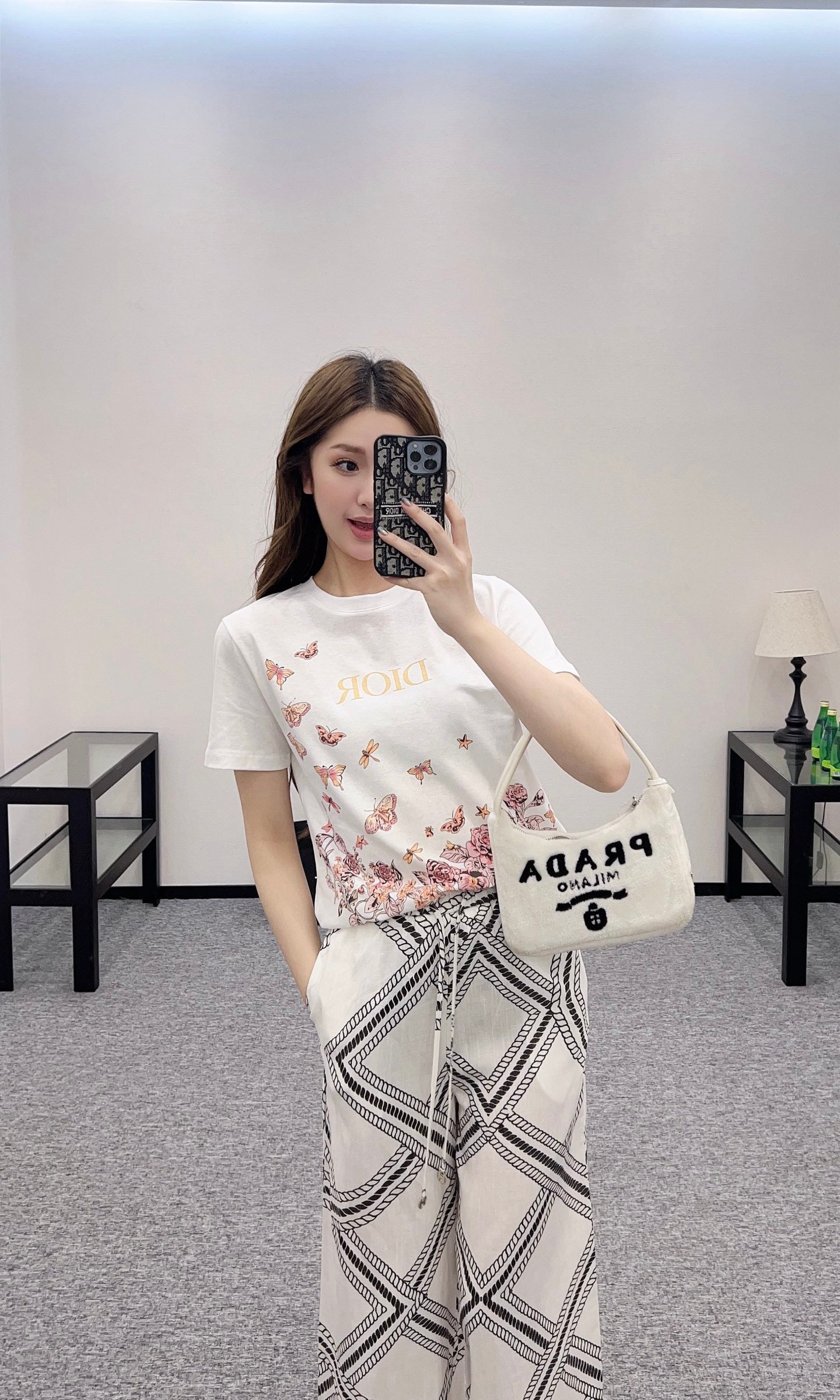H*♥2025 new products are on sale Linen printed straight pants
