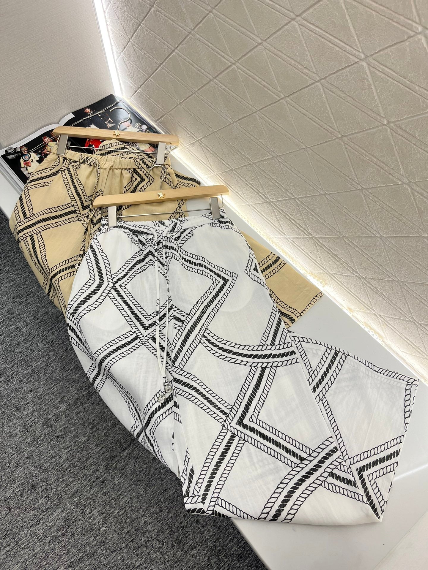 H*♥2025 new products are on sale Linen printed straight pants