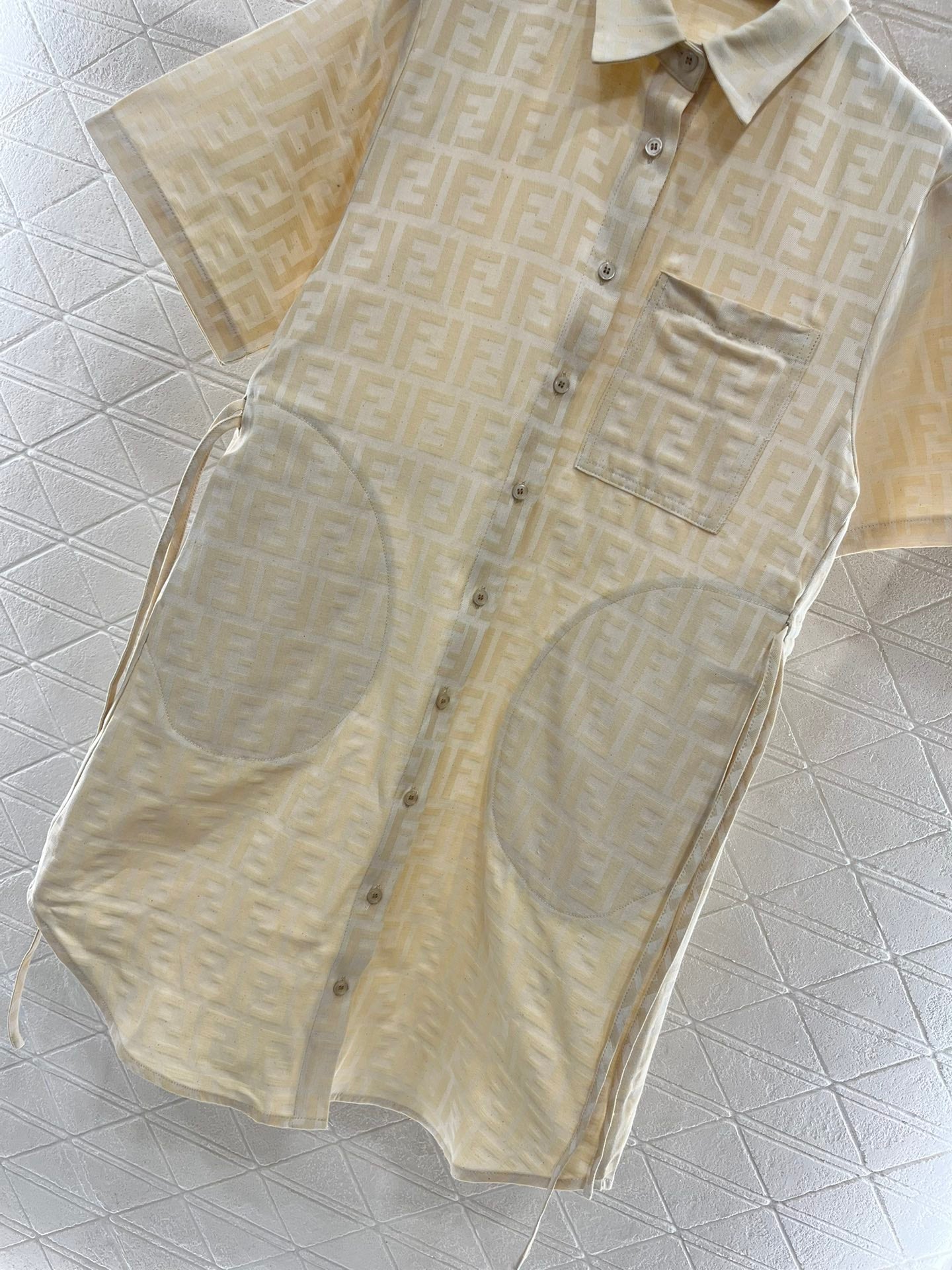 F*♥2025 new products Jacquard linen drawstring dress