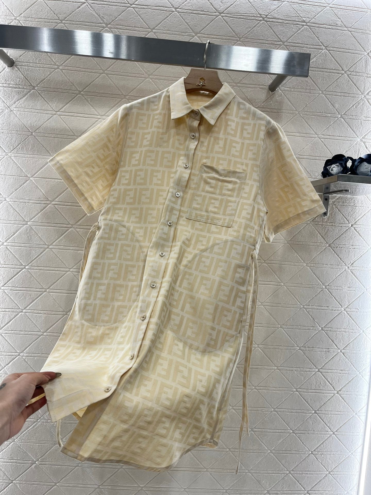 F*♥2025 new products Jacquard linen drawstring dress