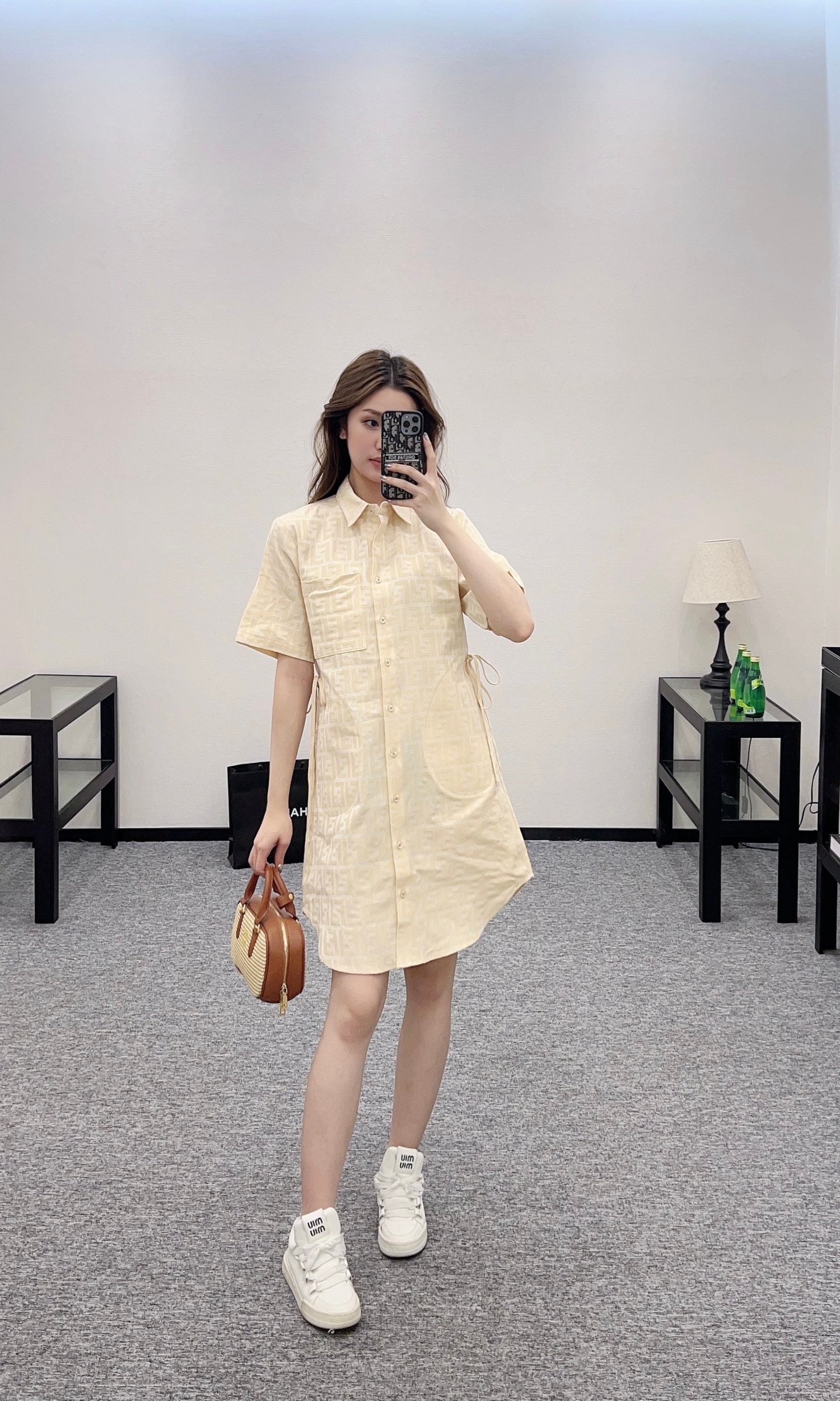 F*♥2025 new products Jacquard linen drawstring dress