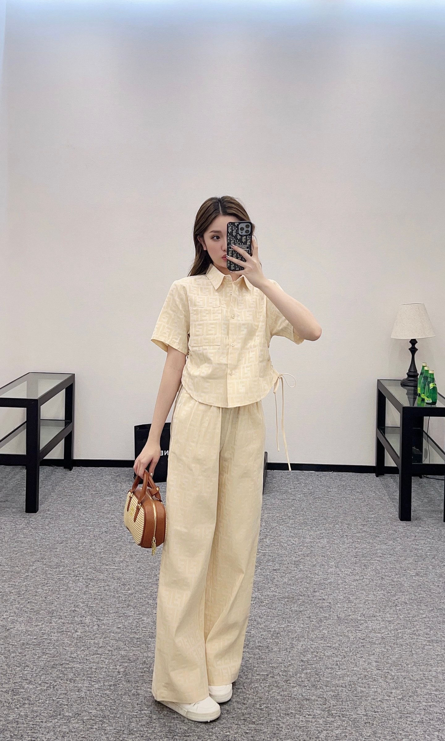 F*♥2025 new products are on sale Jacquard zipper top and pants set