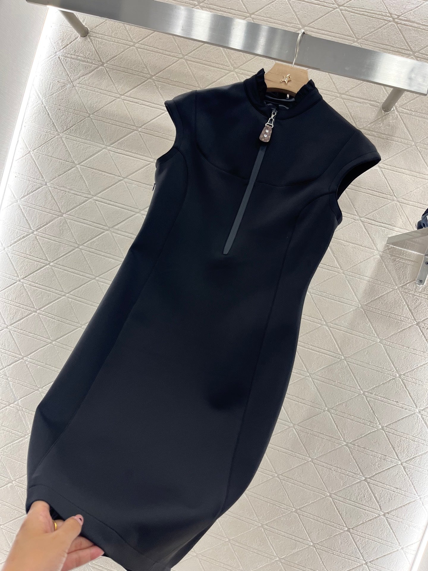 L*♥2025 new products Zipper lace stand collar dress