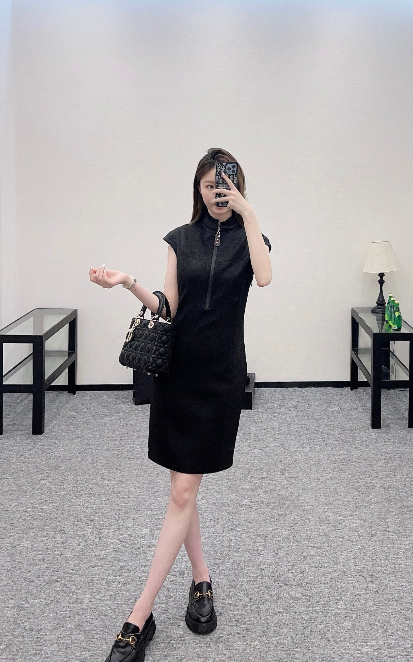 L*♥2025 new products Zipper lace stand collar dress