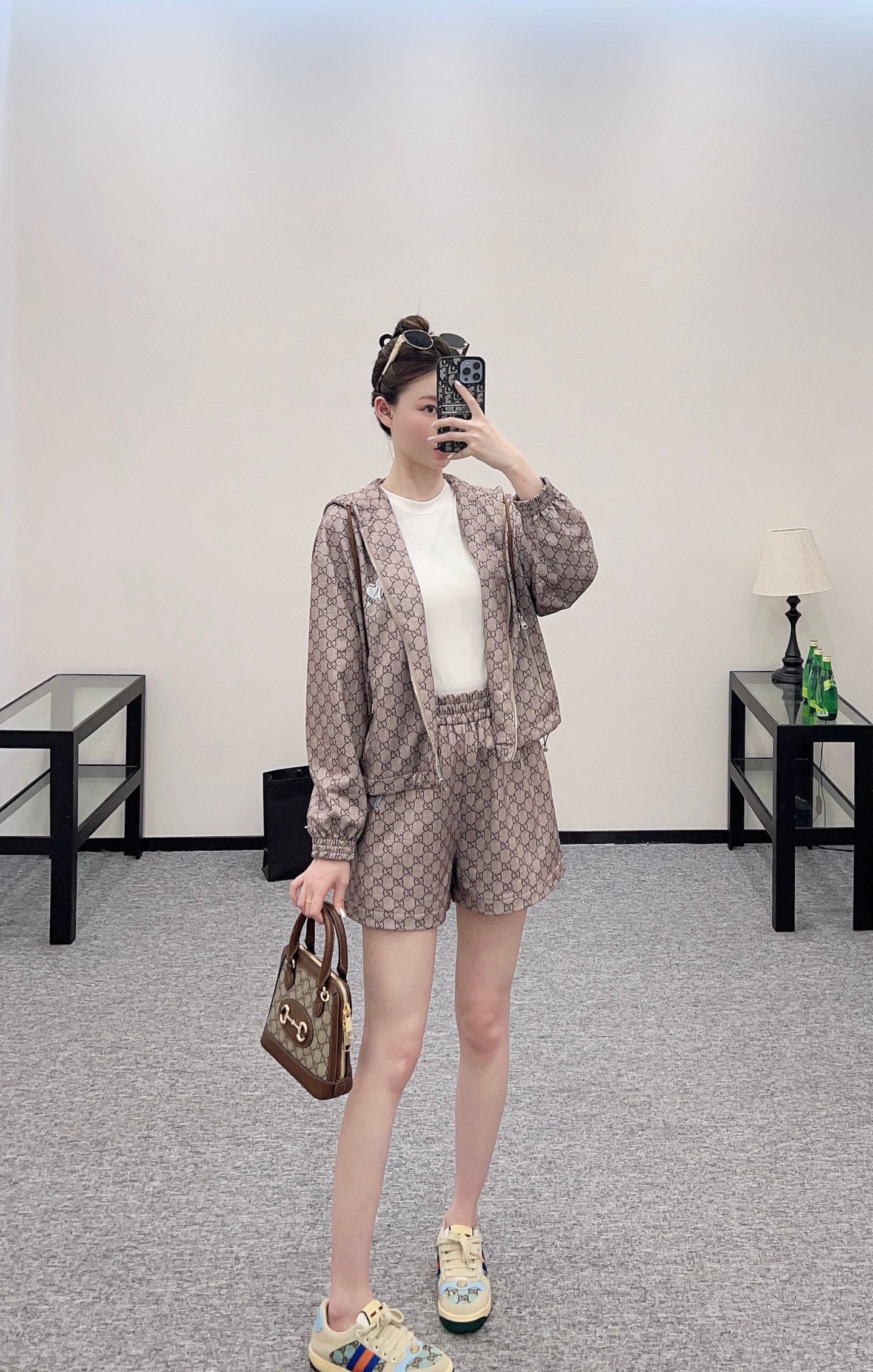 G*♥2025 new products are on sale Hooded printed jacket and shorts set