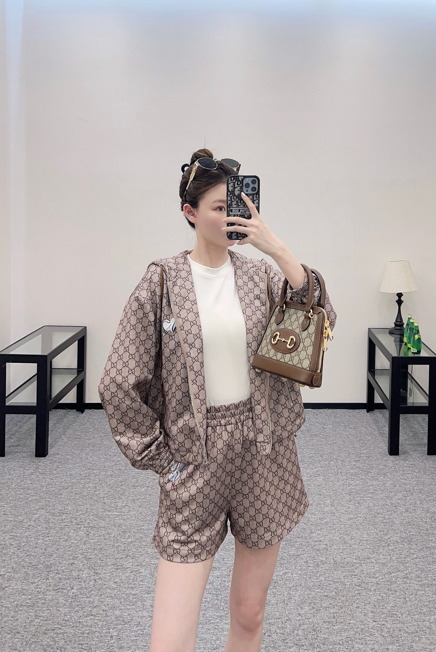 G*♥2025 new products are on sale Hooded printed jacket and shorts set
