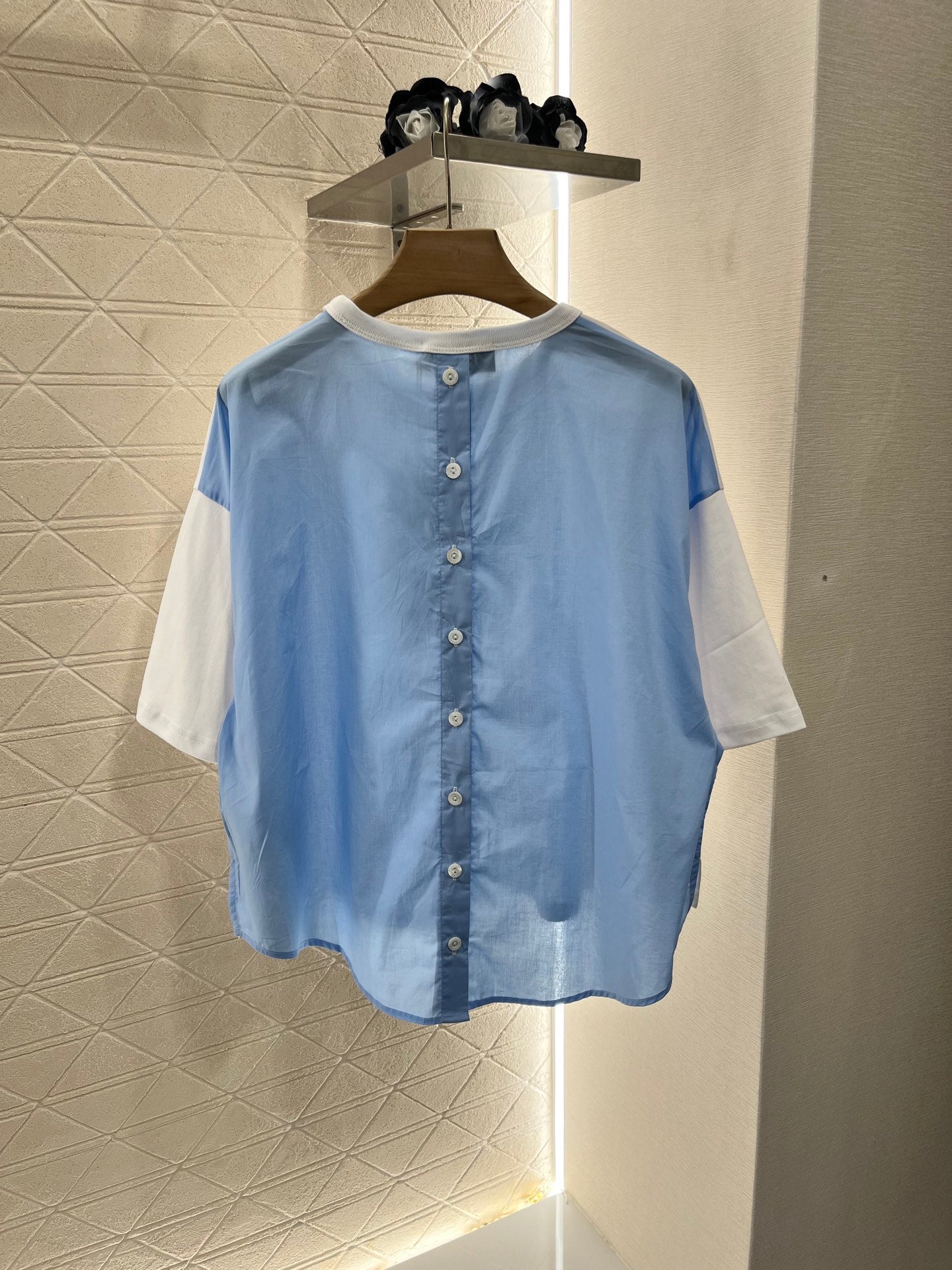 G*♥2025 new products are on sale Round neck patchwork shirt