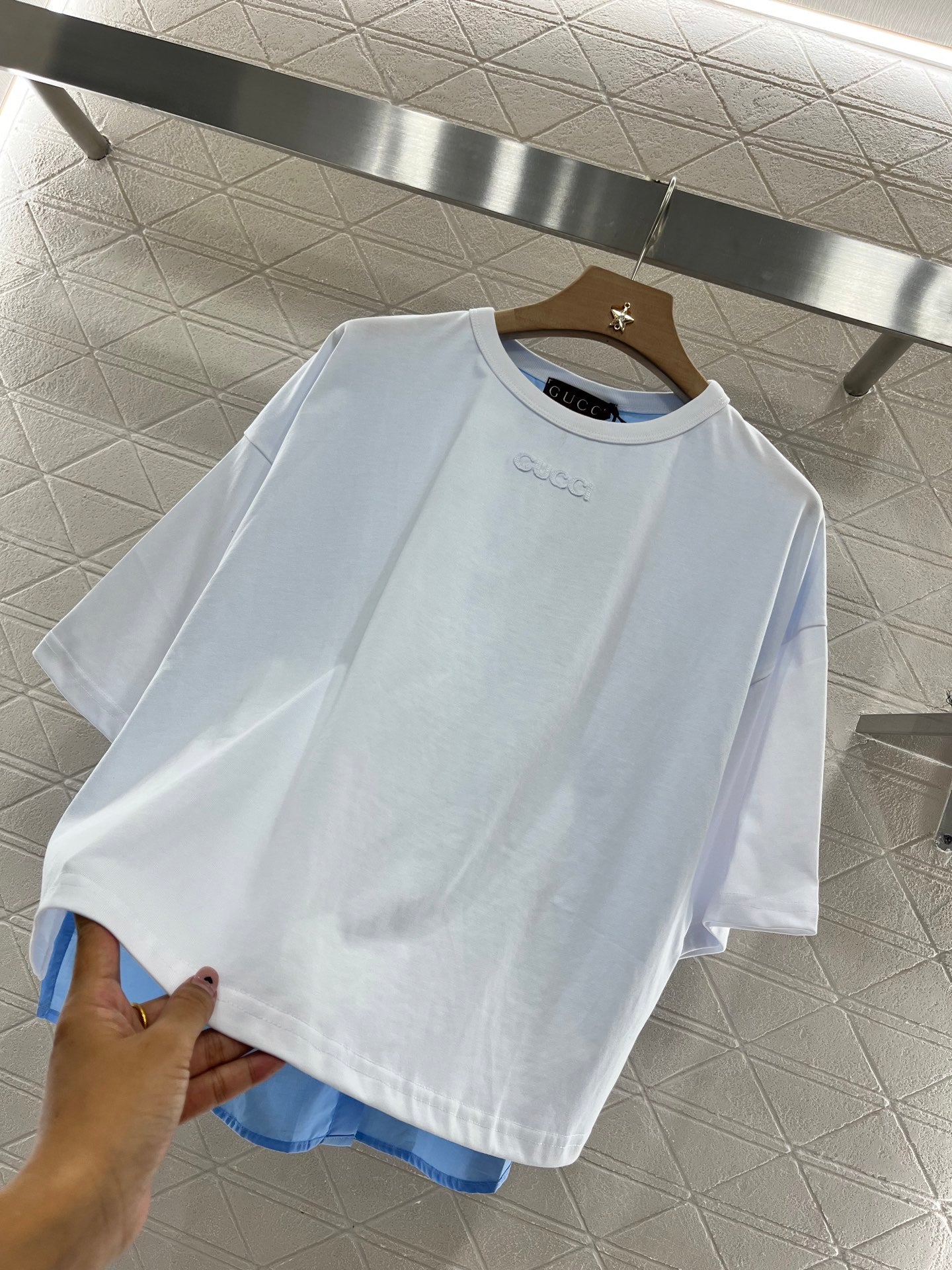 G*♥2025 new products are on sale Round neck patchwork shirt