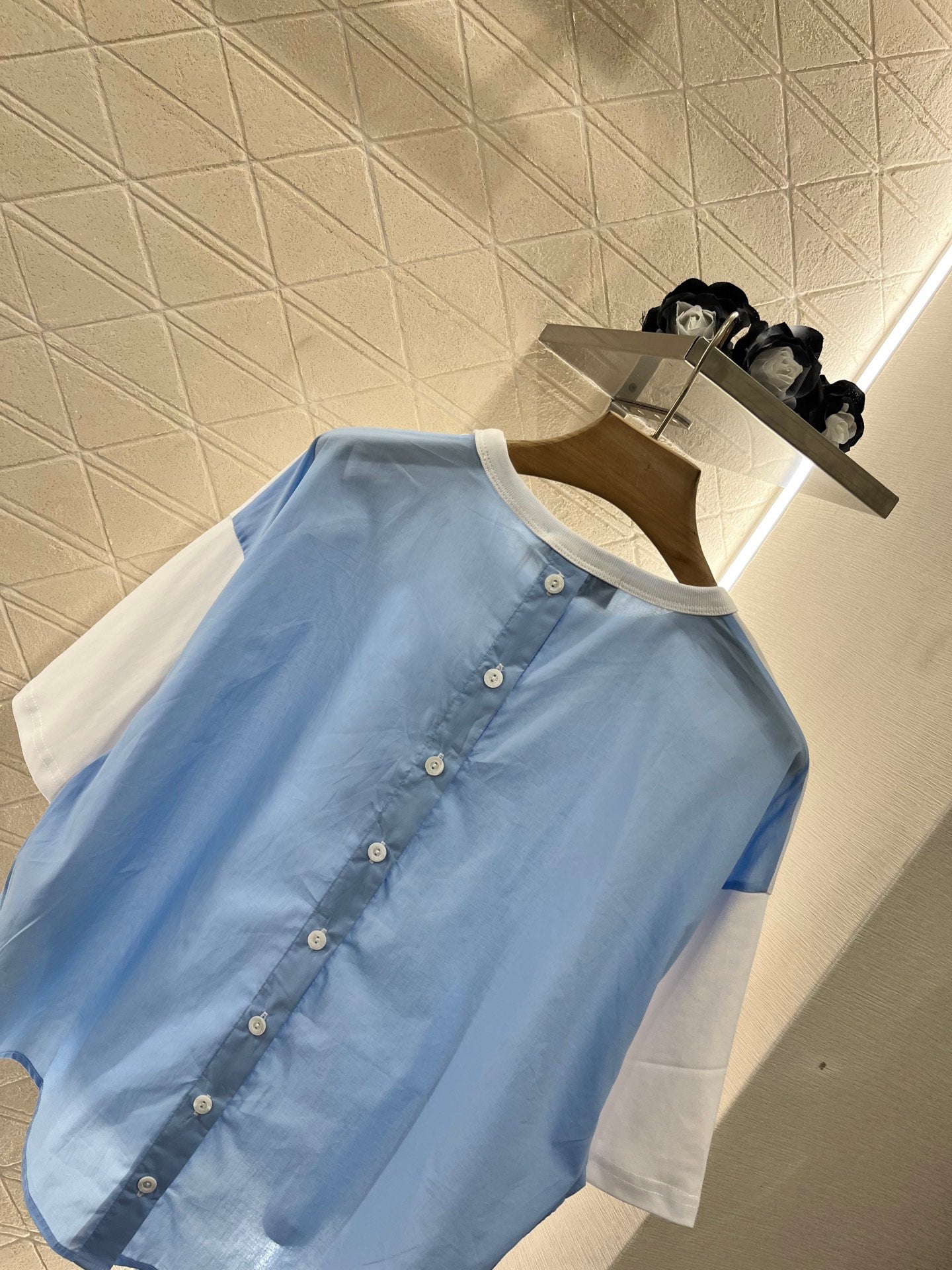G*♥2025 new products are on sale Round neck patchwork shirt