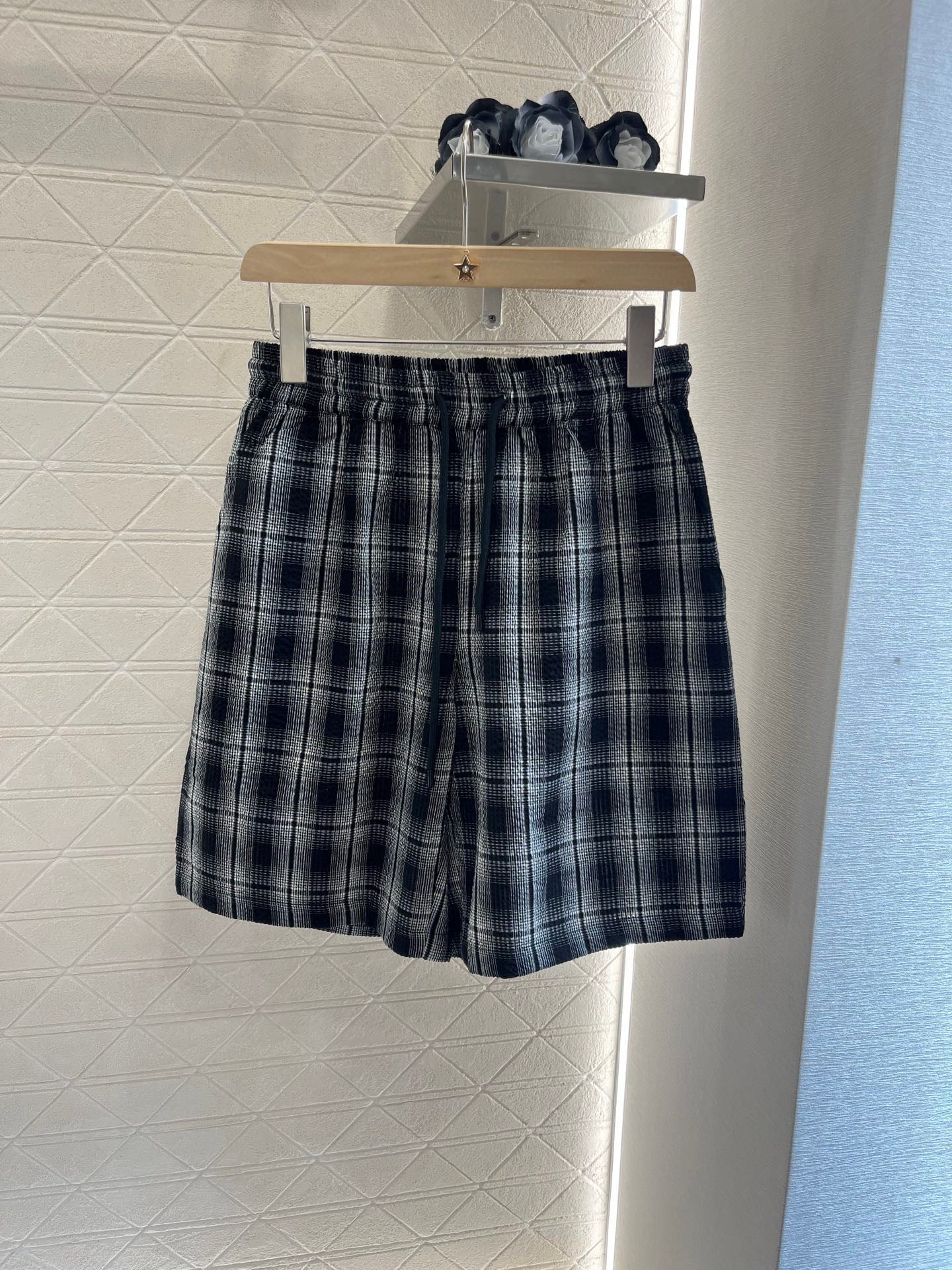 L*♥2025 new products on sale Plaid short-sleeved shirt and shorts set