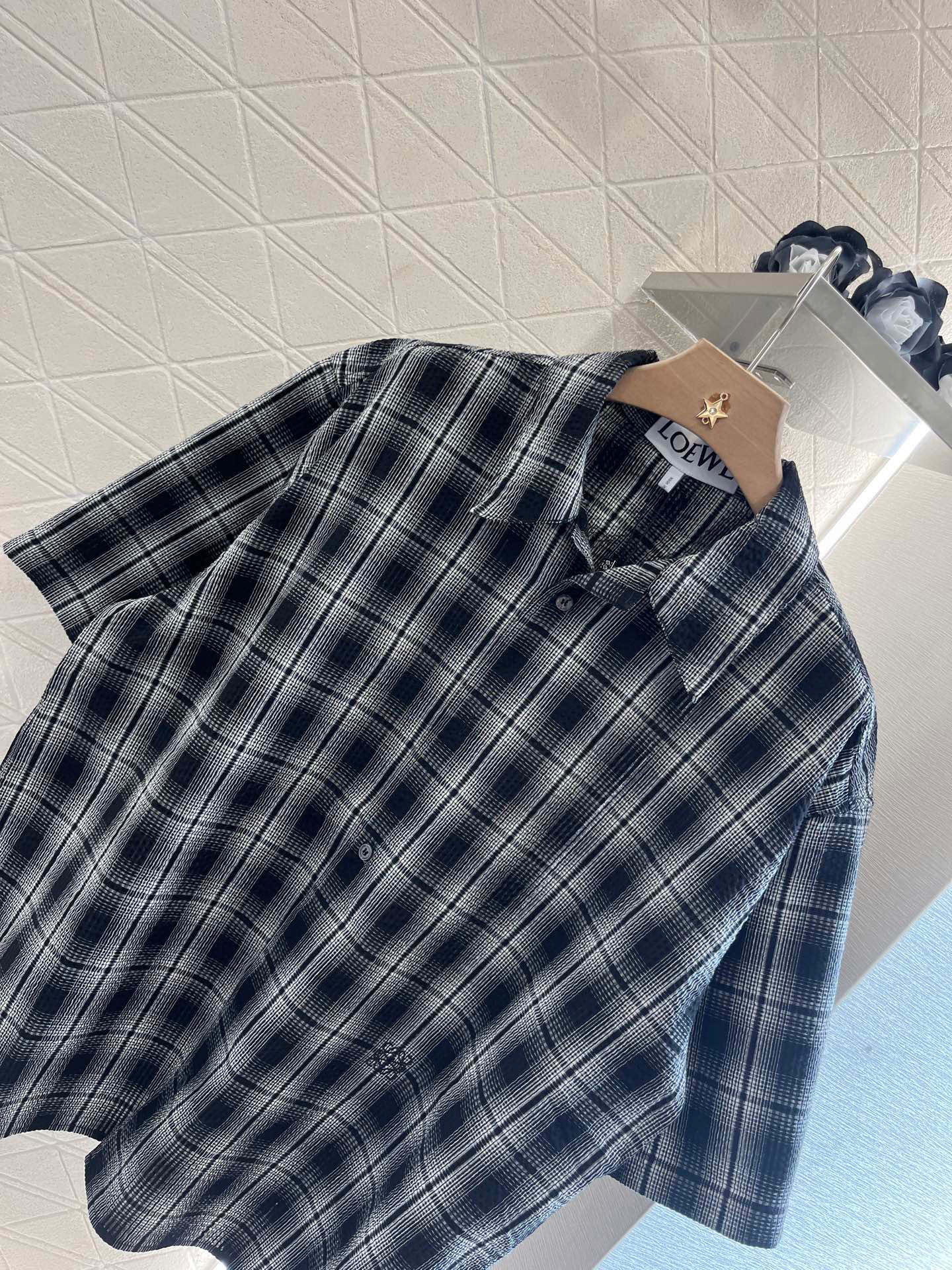 L*♥2025 new products on sale Plaid short-sleeved shirt and shorts set