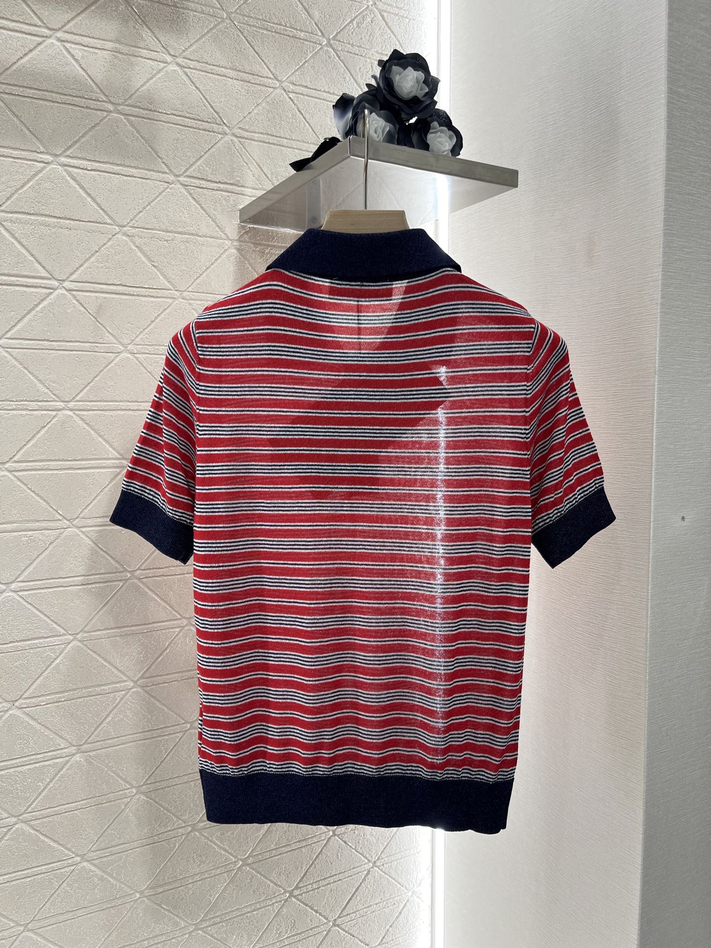 Mi*mi*♥2025 new products are on sale Lapel striped knitted short sleeves